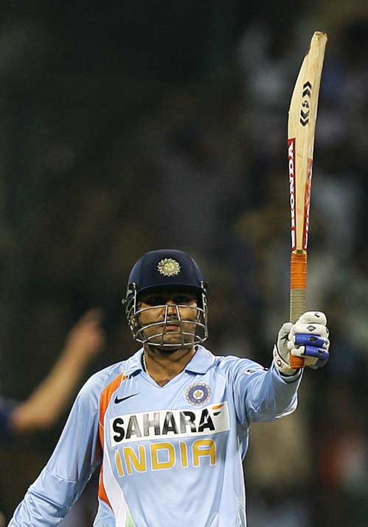 Virender Sehwag acknowledges his brisk half century e, India v England, 4th ODI, Bangalore, November 23, 2008