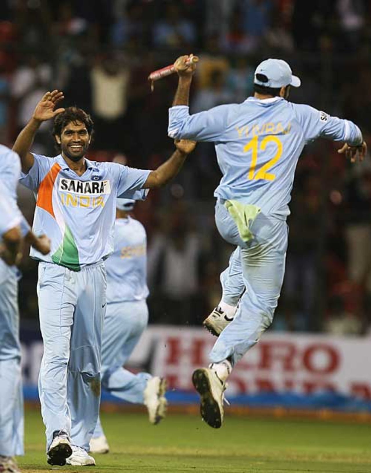 Yuvraj Singh shows his delight after India claim the series, India v England, 4th ODI, Bangalore, November 23, 2008