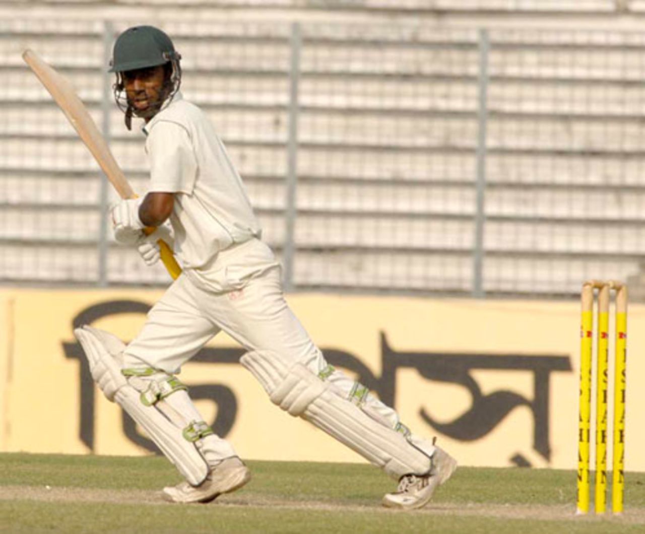 Elias Sunny  pushes the ball to the off side, Dhaka Division v Sylhet Division, Mirpur, 2nd day, November 25, 2008