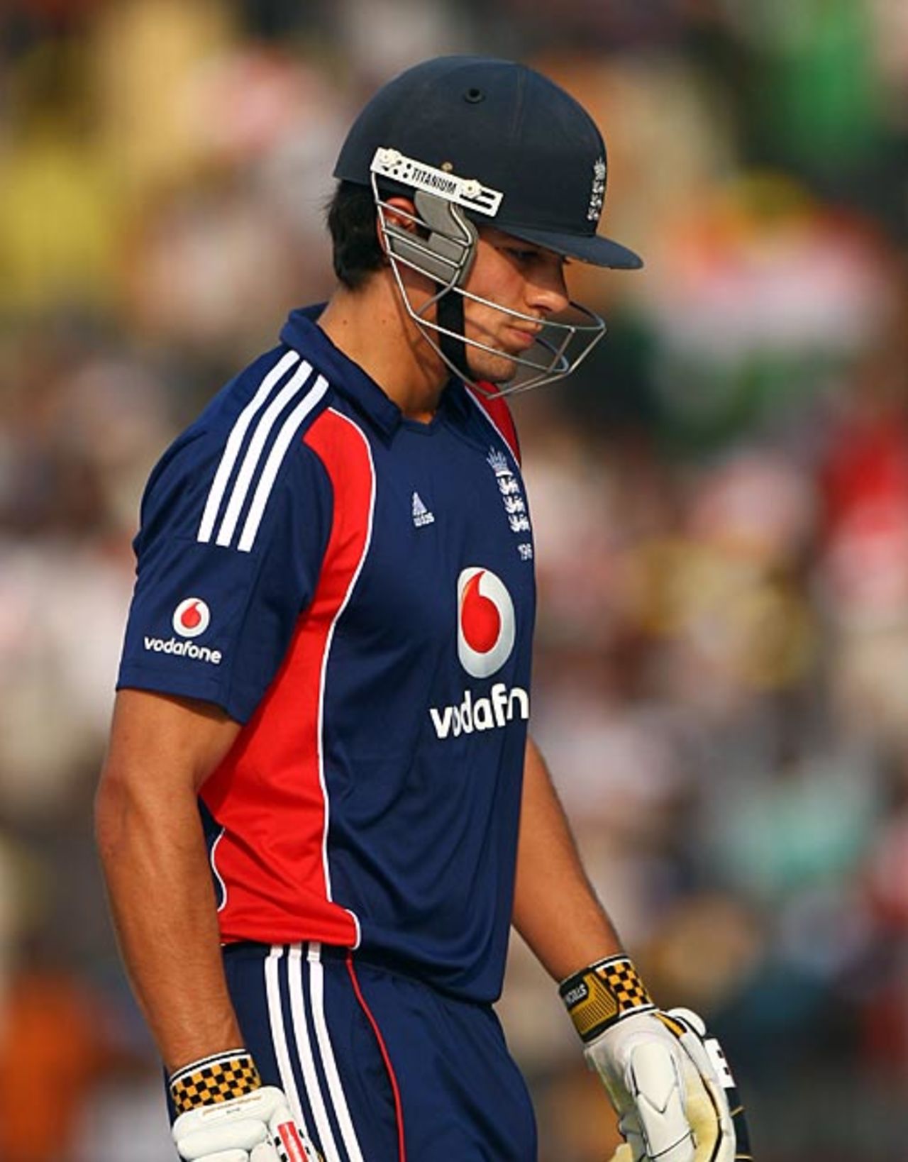 Alastair Cook walks back to the pavilion, India v England, 5th ODI, Cuttack, November 26, 2008