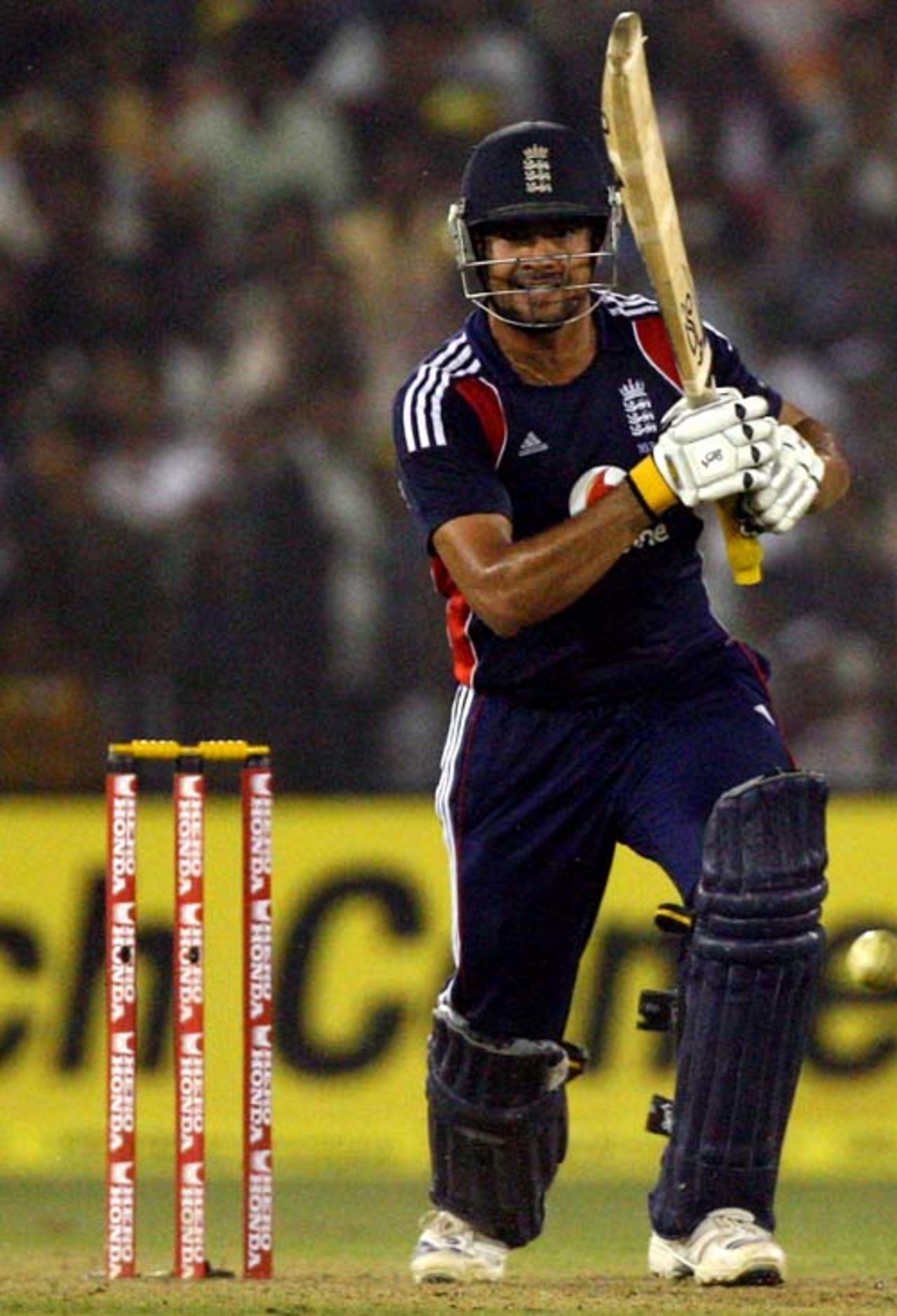 Owais Shah plays the ball straight, India v England, 5th ODI, Cuttack, November 26, 2008