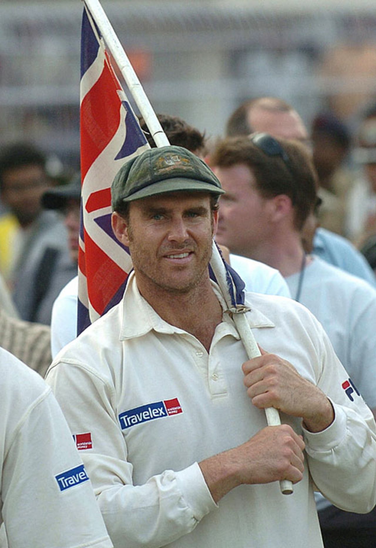 Matthew Hayden looks a satisfied man after Australia's series win, India v Australia, 3rd Test, Nagpur, 4th day, October 29, 2004