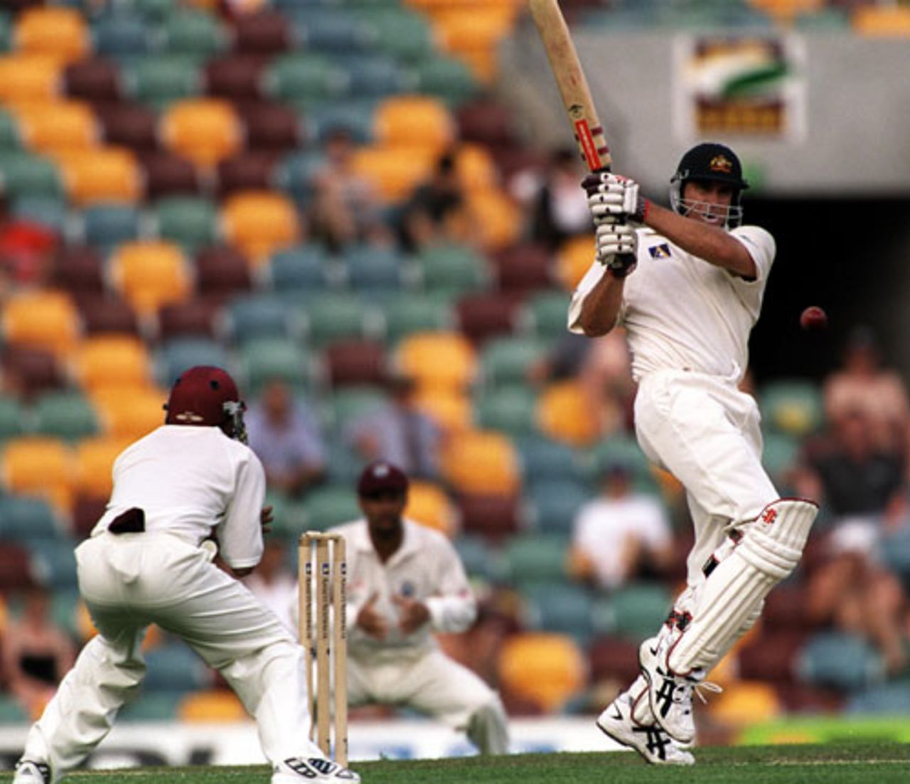 Matthew Hayden pulls behind square, Australia v West Indies, 1st Test, Brisbane, 1st day, November 23, 2000