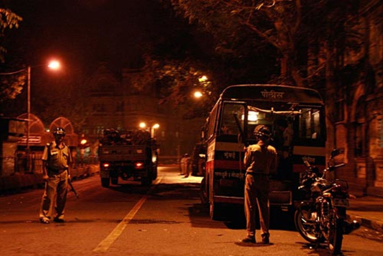Policemen on the streets of Mumbai after terrorist attacks on Wednesday night, Mumbai, November 27, 2008