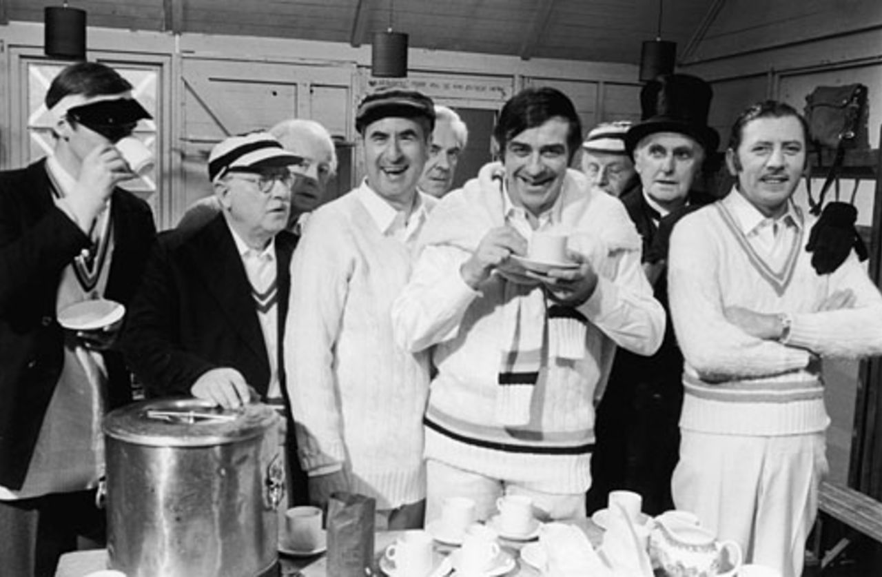Fred Trueman with the cast of British TV sitcom "Dad's Army', November 1, 1970