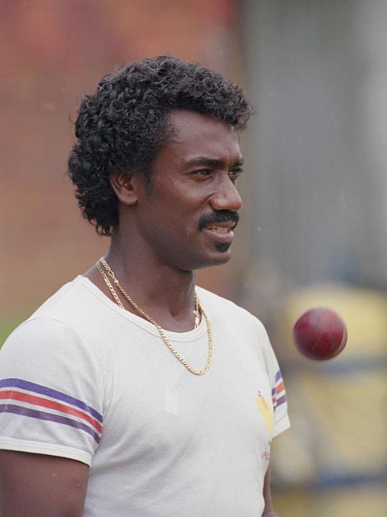 Ezra Moseley at the nets, Port of Spain, February 14, 1990