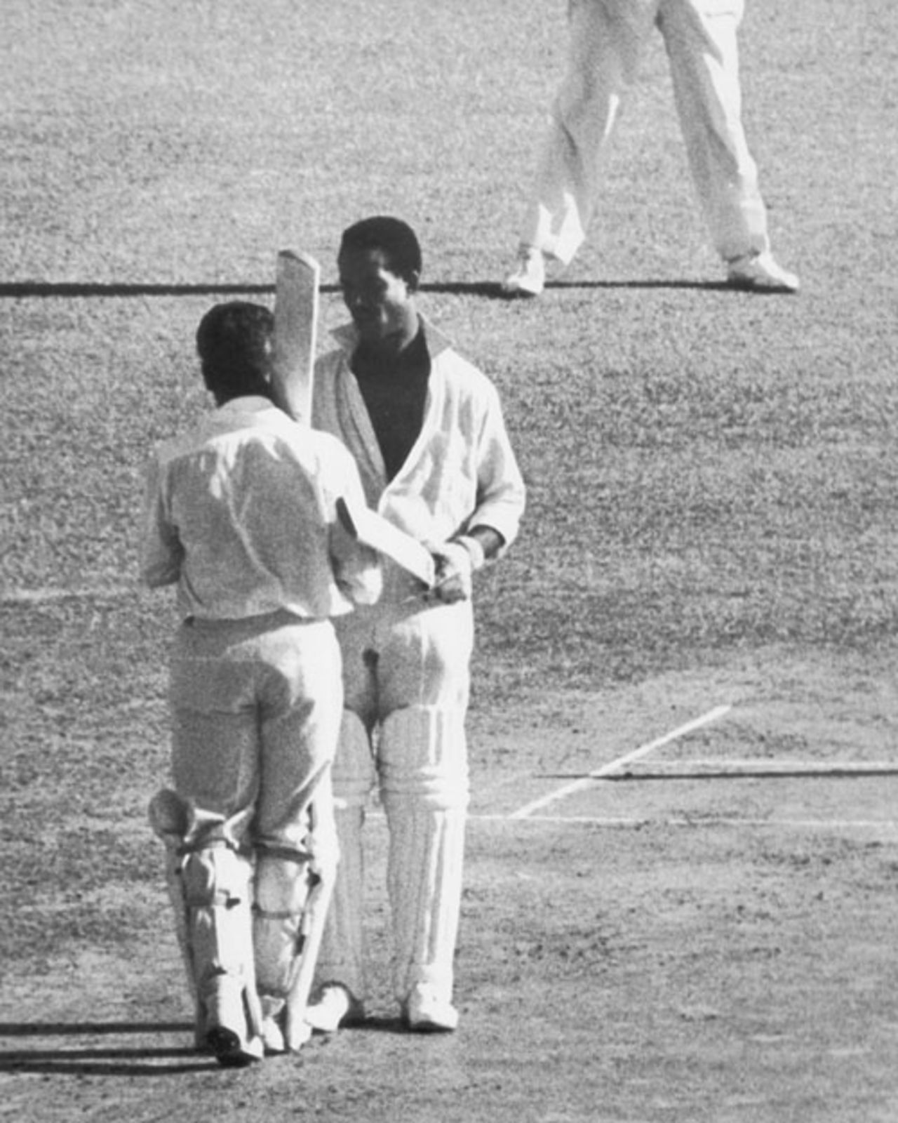 Garry Sobers congratulates Rohan Kanhai on reaching his century, West Indies v England, 4th Test, Port of Spain, 2nd day, March 15, 1968