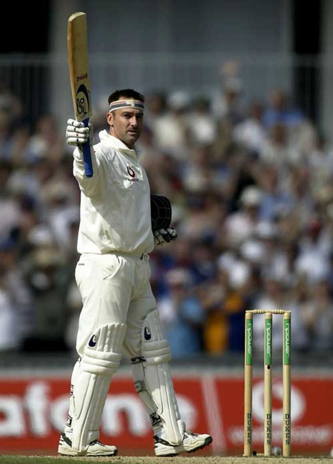 Graham Thorpe celebrates making a century, England v South Africa, third Test, The Oval, 6 Septmeber 2003
