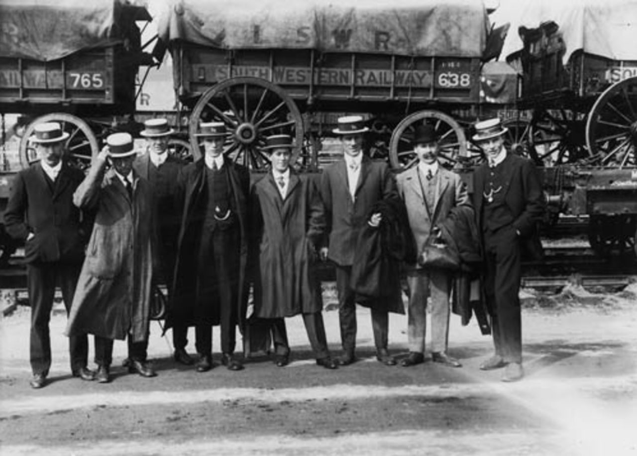 The Australian team arrive in Southampton,  April 27, 1912