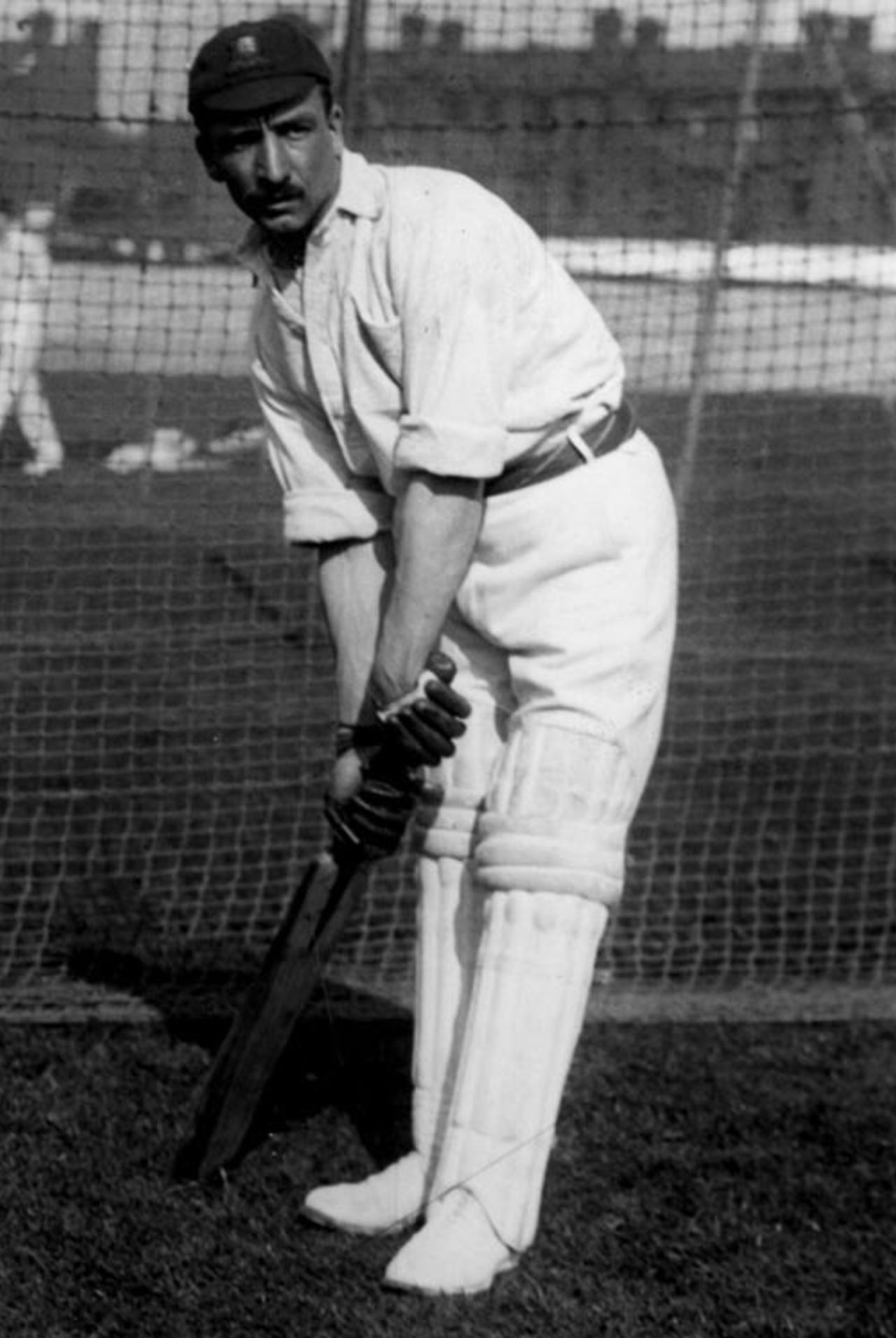 Essex batsman John Freeman in the nets, April 1, 1914