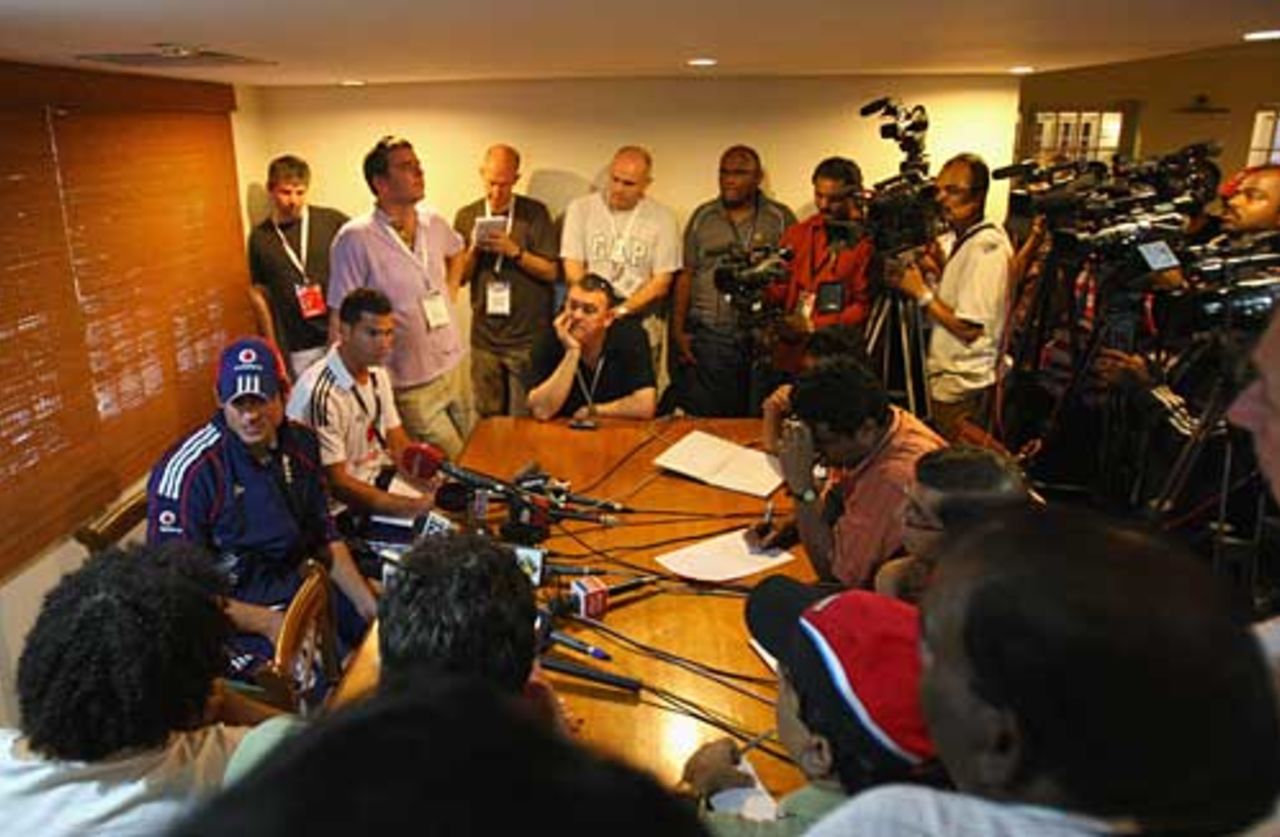 Alastair Cook faces the media before the first Test, Chennai, December 9, 2008