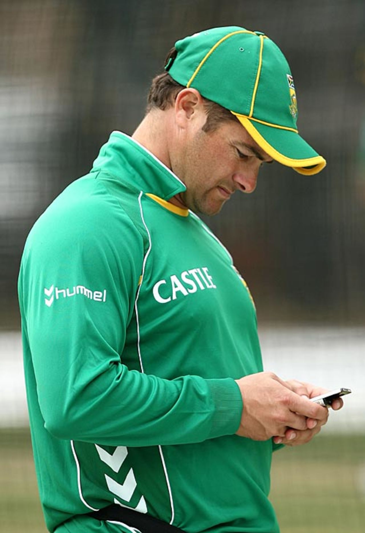 Mark Boucher checks for messages on his cellphone, Perth, December 10, 2008