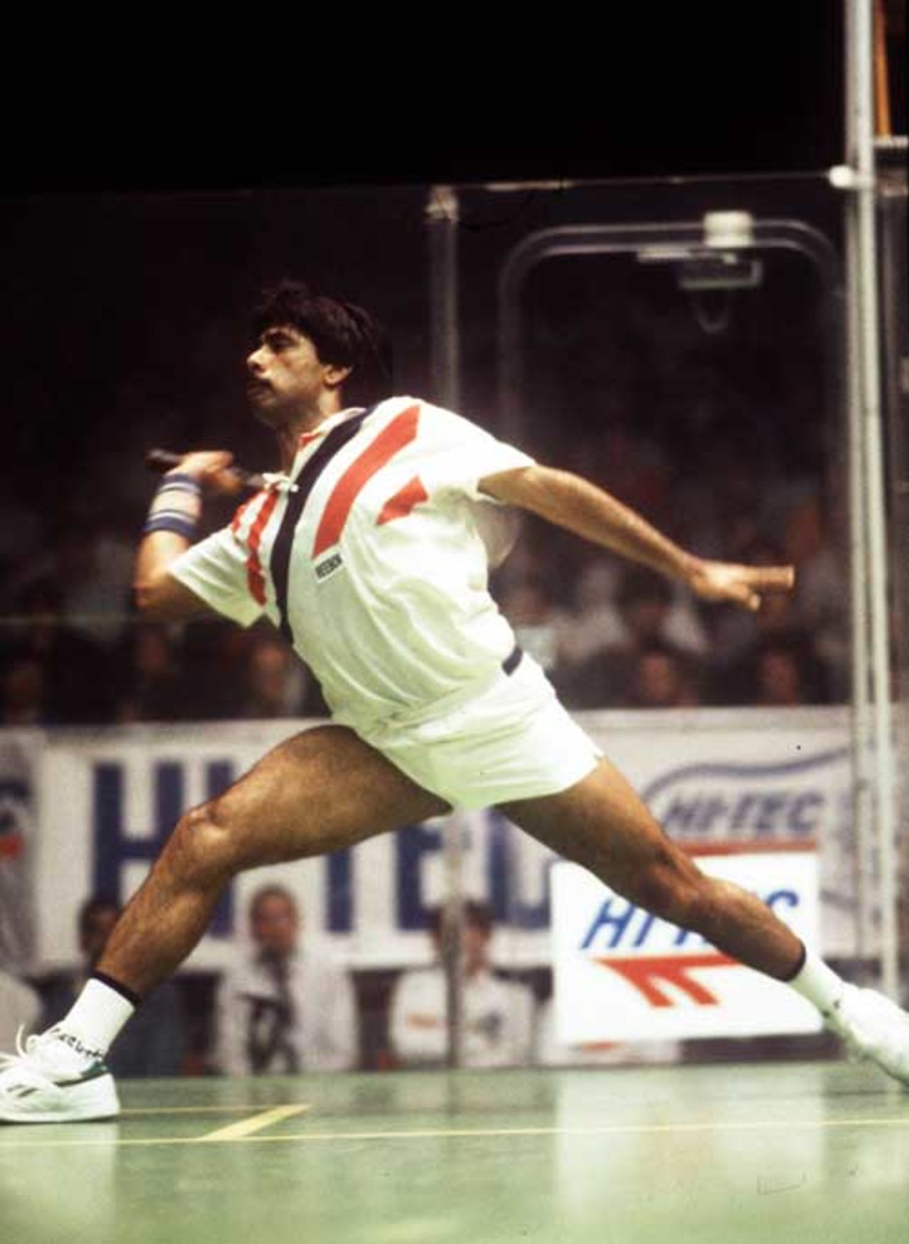Pakistani squash player Jahangir Khan in action at the British Open Squash Championships, Wembley, April, 1988
