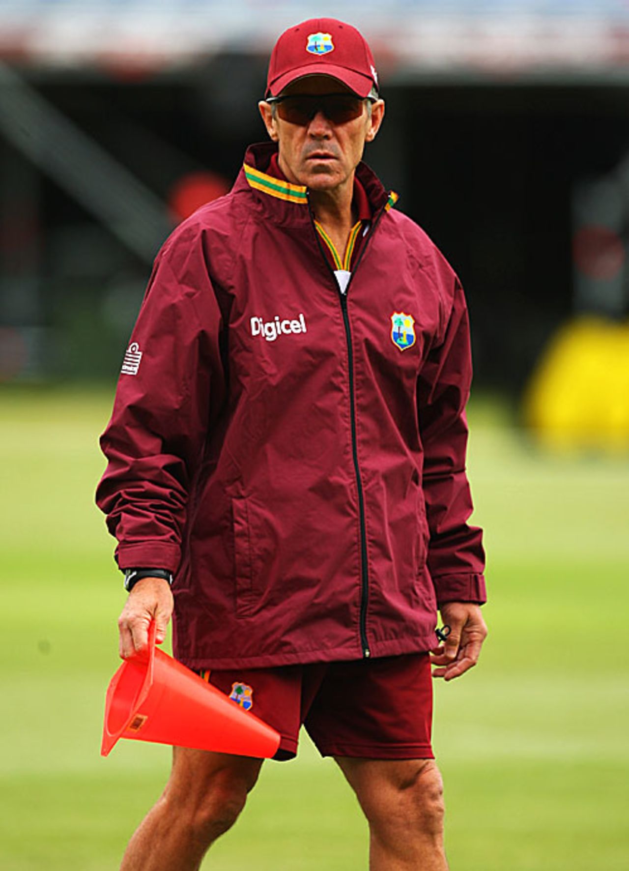 Steve Folkes, West Indies' strength and conditioning coach, goes for a walk around the outfield, New Zealand v West Indies, 1st Test, Dunedin, 3rd day, December 13, 2008