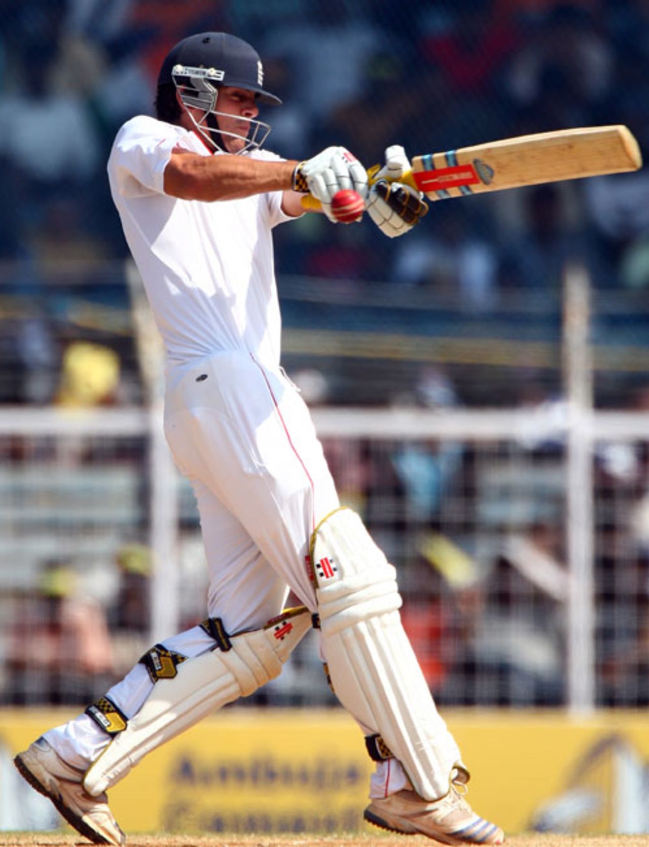 Alastair Cook plays a pull, India v England, 1st Test, Chennai, 3rd day, December 13, 2008