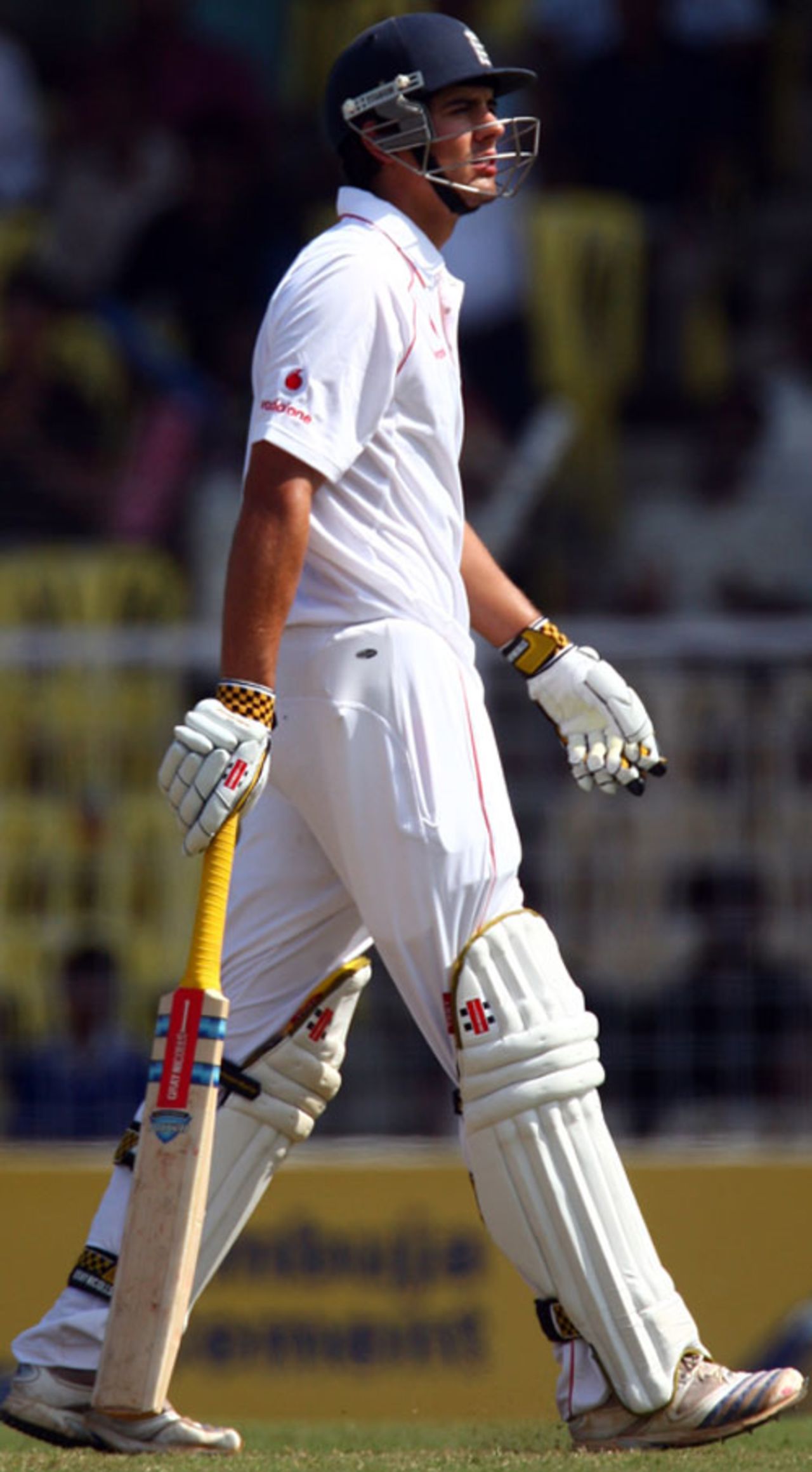 Alastair Cook walks back after being dismissed for 9, India v England, 1st Test, Chennai, 3rd day, December 13, 2008