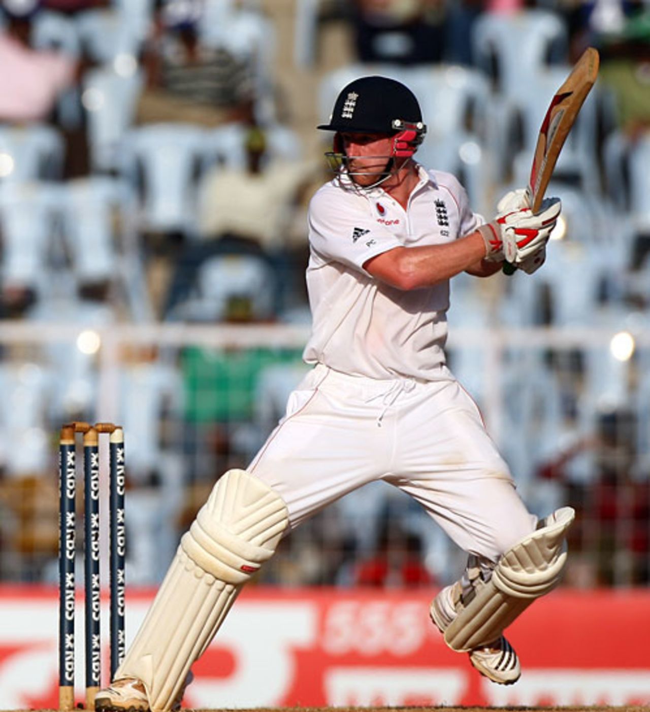 Paul Collingwood cuts off the back foot, India v England, 1st Test, Chennai, 3rd day, December 13, 2008