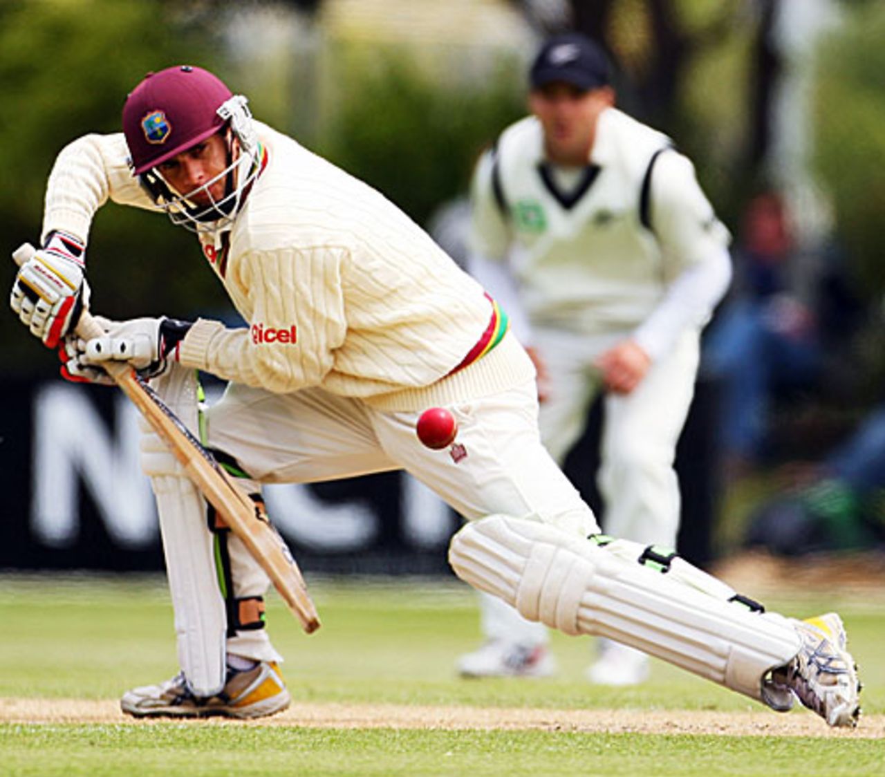 Brendan Nash steers one to the off side on Test debut, New Zealand v West Indies, 1st Test, Dunedin, 4th day, December 14, 2008