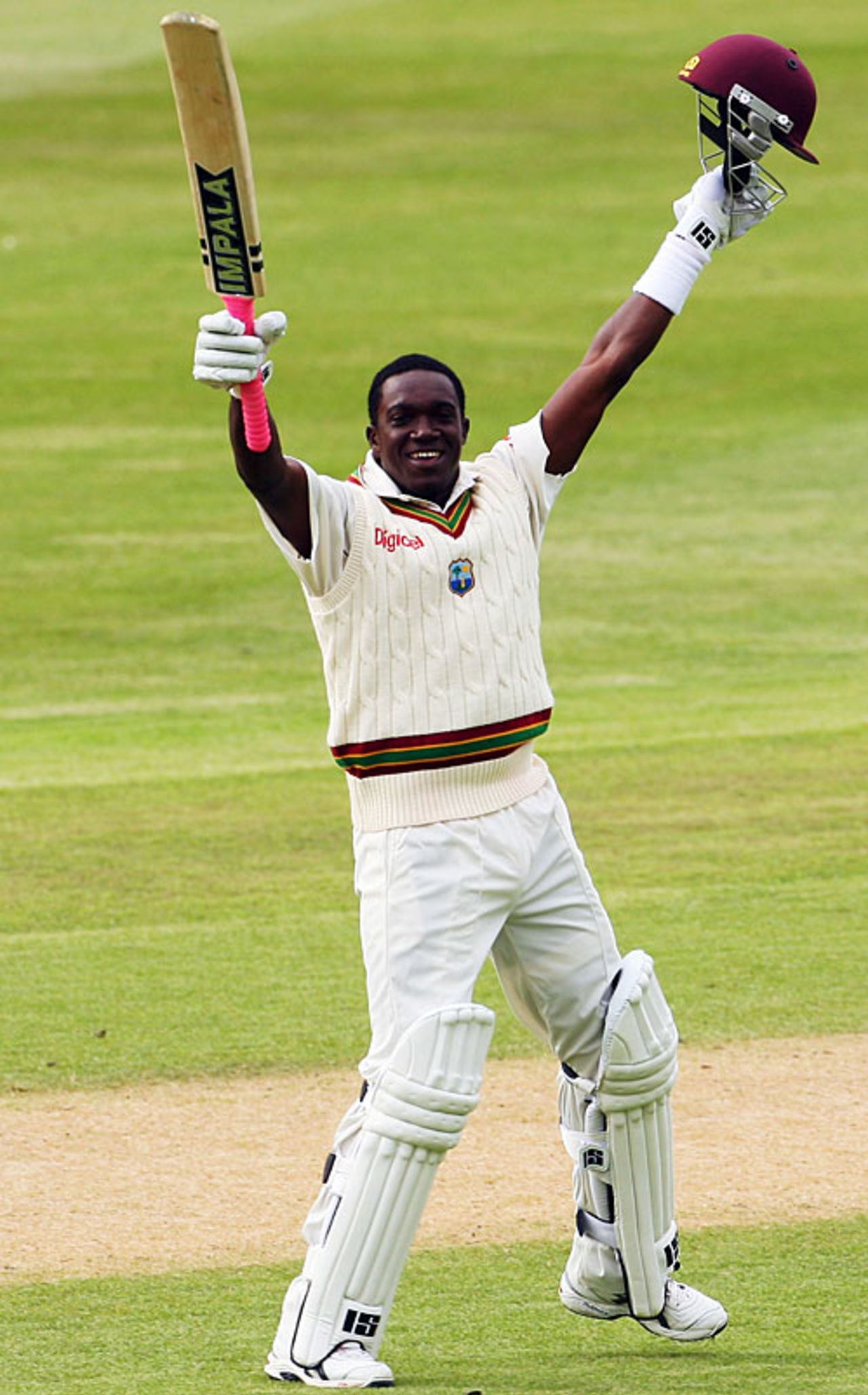 Jerome Taylor celebrates his maiden Test century, New Zealand v West Indies, 1st Test, Dunedin, 4th day, December 14, 2008