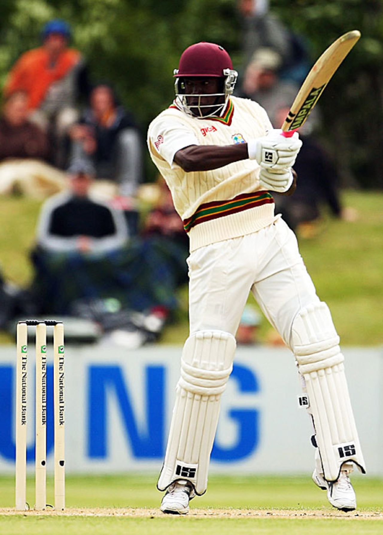 Jerome Taylor slashes it square of the wicket, New Zealand v West Indies, 1st Test, Dunedin, 4th day, December 14, 2008