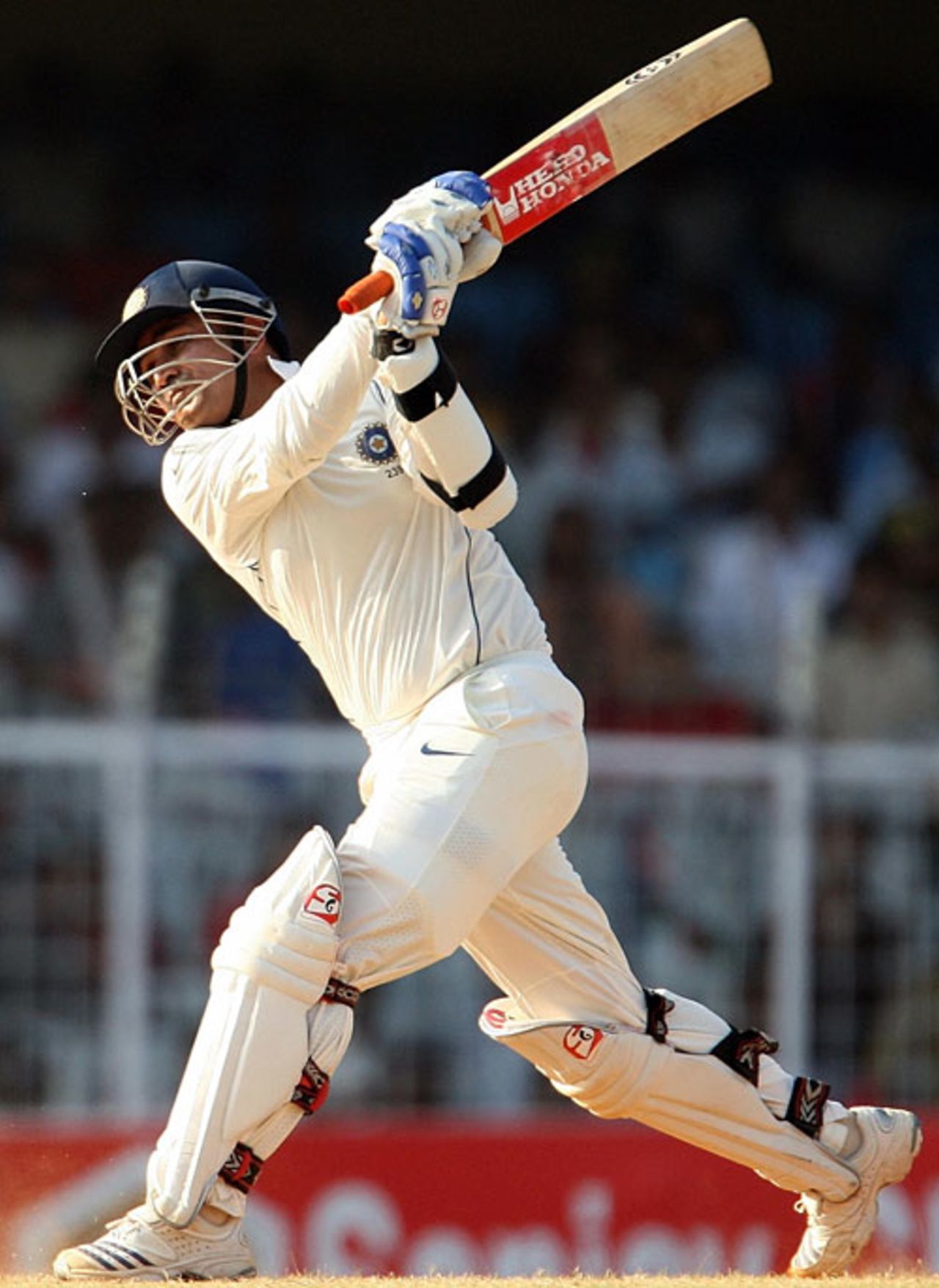 Virender Sehwag launches into one , India v England, 1st Test, Chennai, 4th day, December 14, 2008