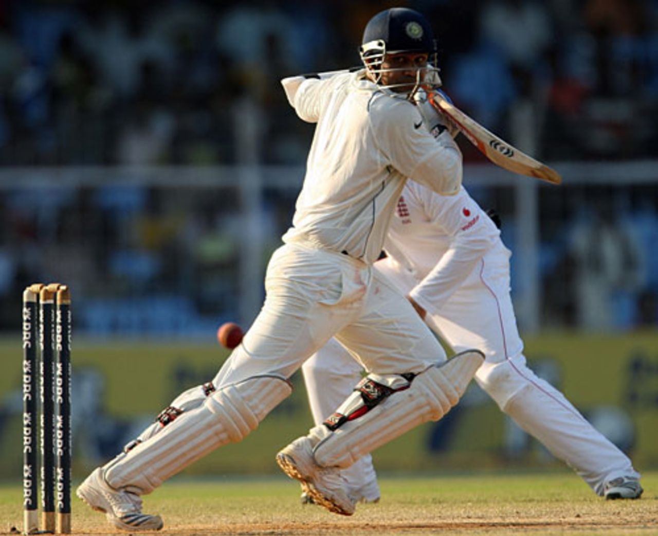 Virender Sehwag guides one towards the third-man boundary, India v England, 1st Test, Chennai, 4th day, December 14, 2008