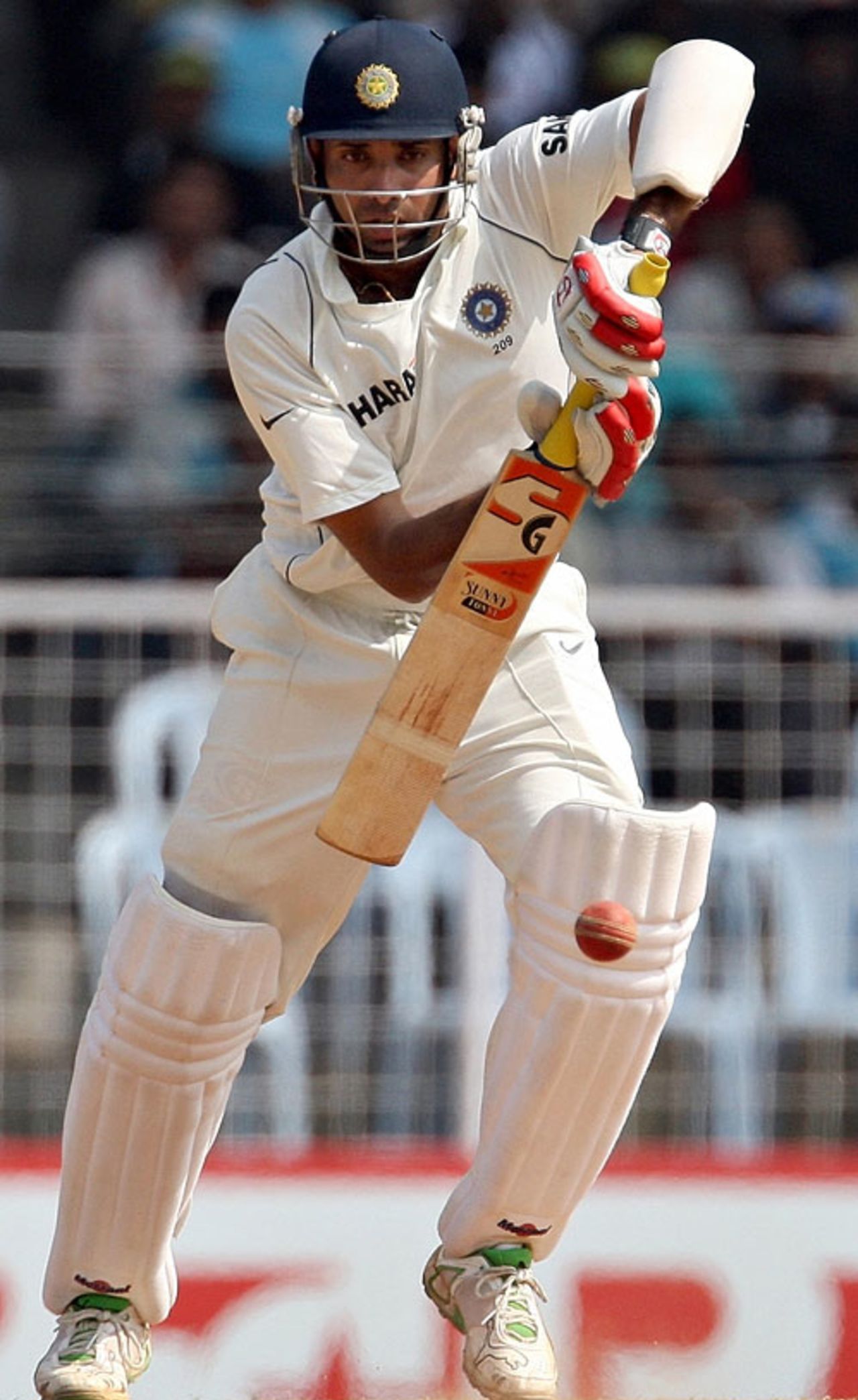 VVS Laxman drops one onto the off side, India v England, 1st Test, Chennai, 5th day, December 15, 2008