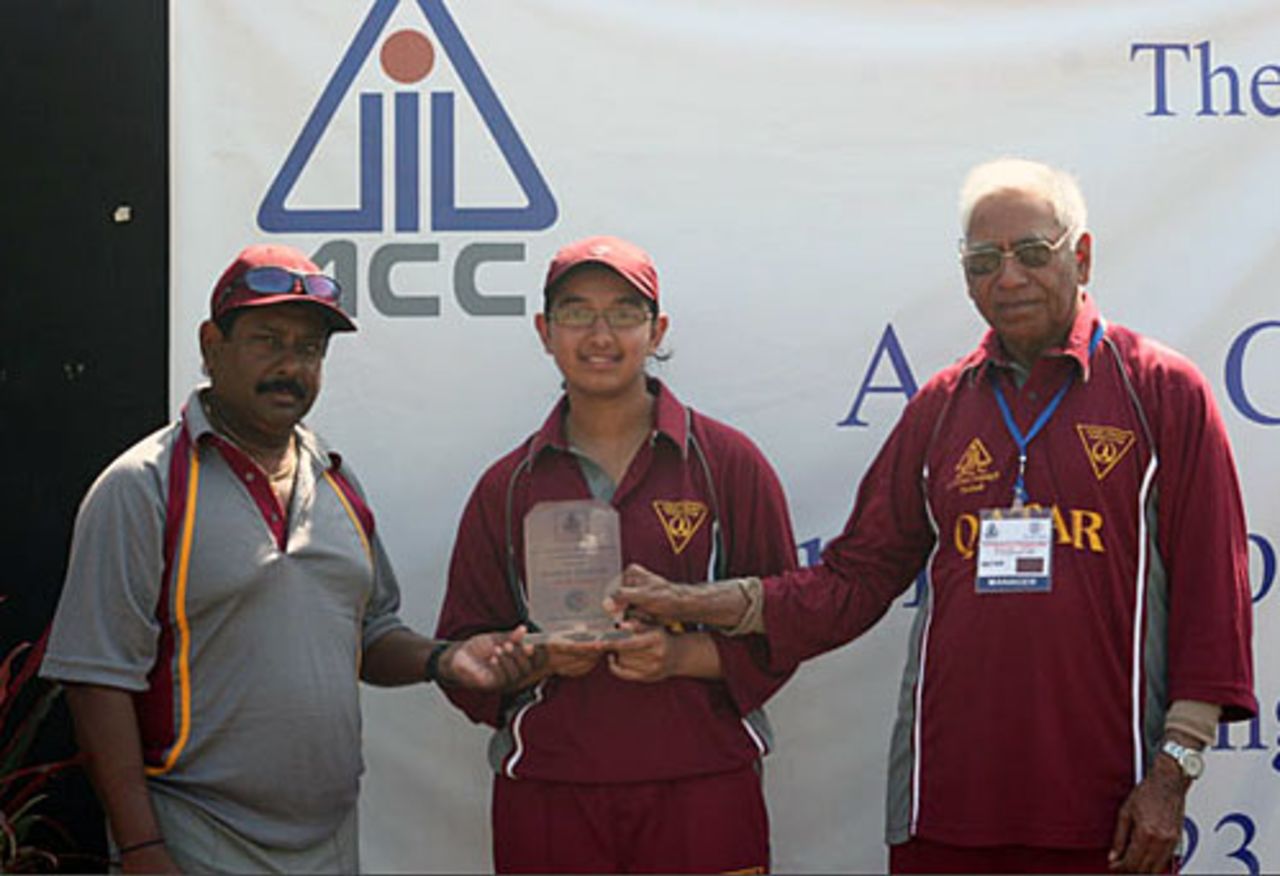 Qatar's Nahan Arif was the Player of the Match for her 17 runs and two wickets, Oman v Qatar, Prem Oval, ACC U-19 women's tournament, Thailand, December 15, 2008