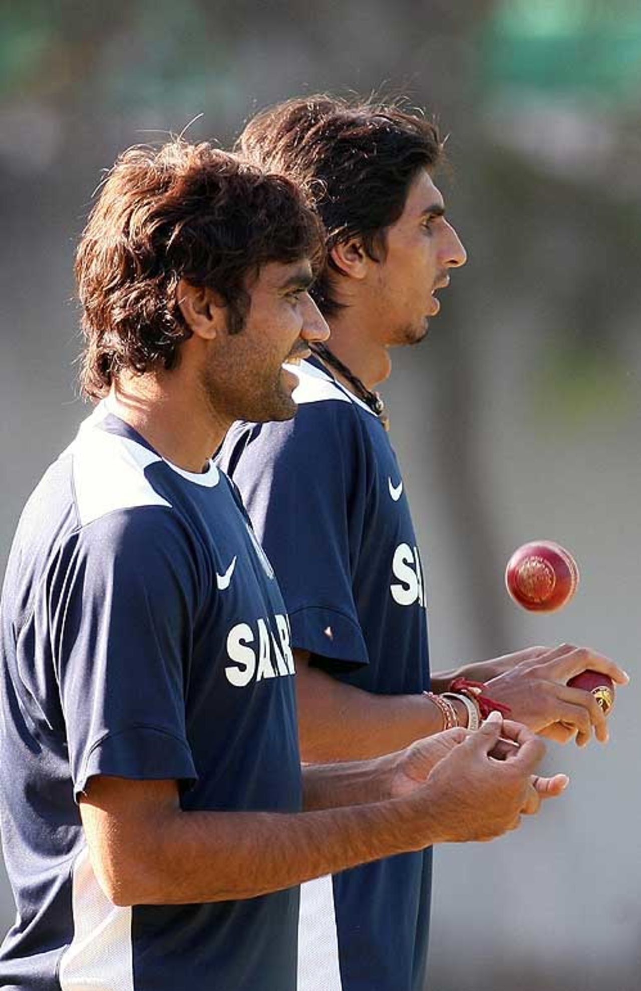 Munaf Patel and Ishant Sharma wait their turn at the nets, PCA Stadium, Mohali, December 17, 2008