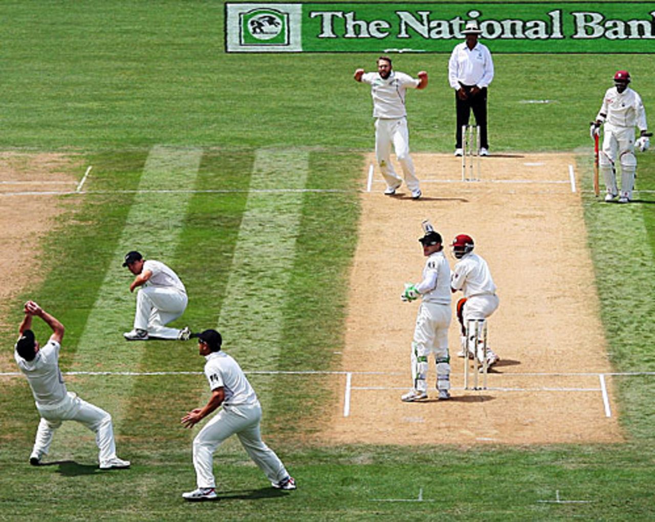 Jamie How pulls off a sharp catch at second slip to get rid of Sewnarine Chattergoon, New Zealand v West Indies, 2nd Test, Napier, 1st day, December 19, 2008