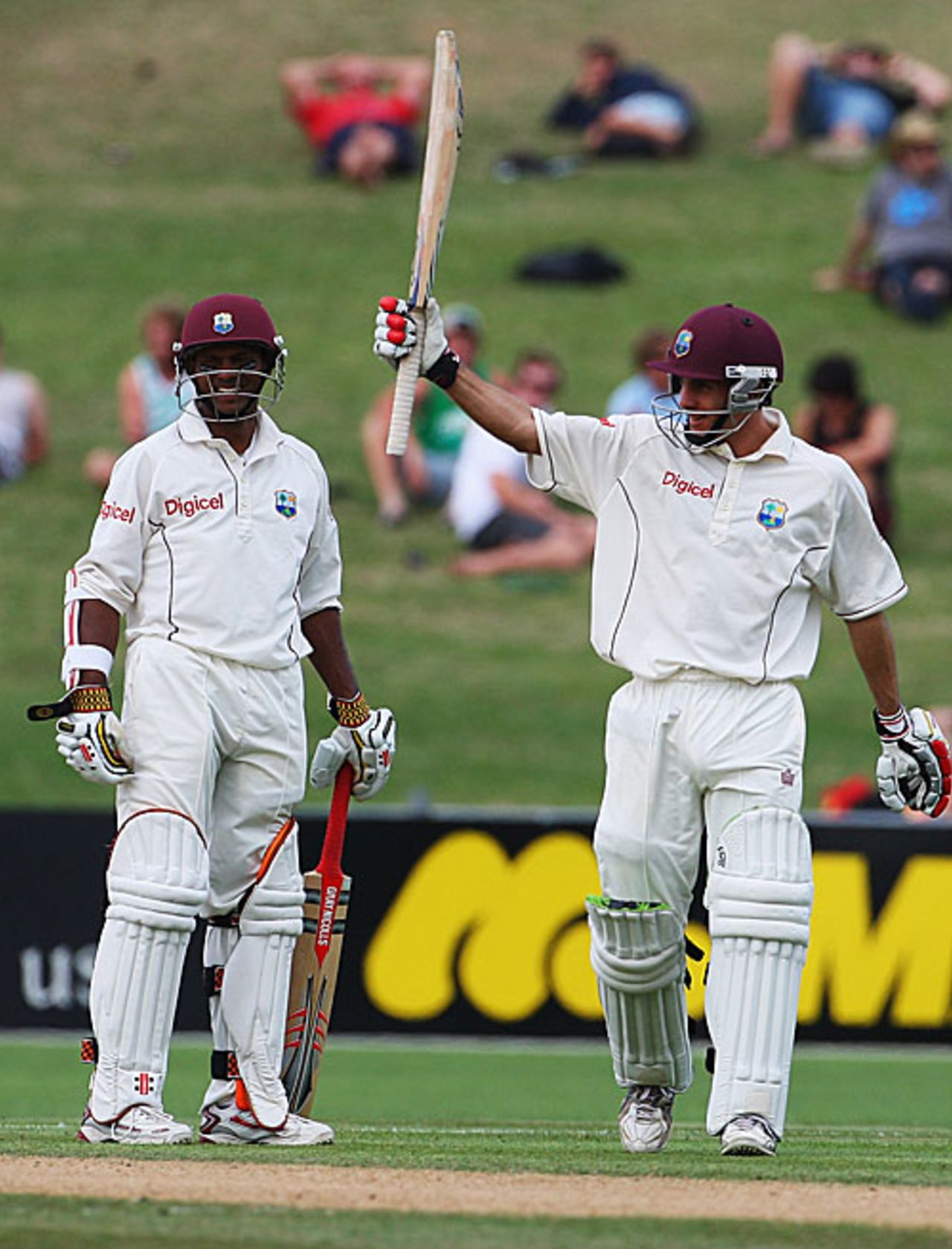 Brendan Nash acknowledges the cheers after reaching his fifty, New Zealand v West Indies, 2nd Test, Napier, 1st day, December 19, 2008