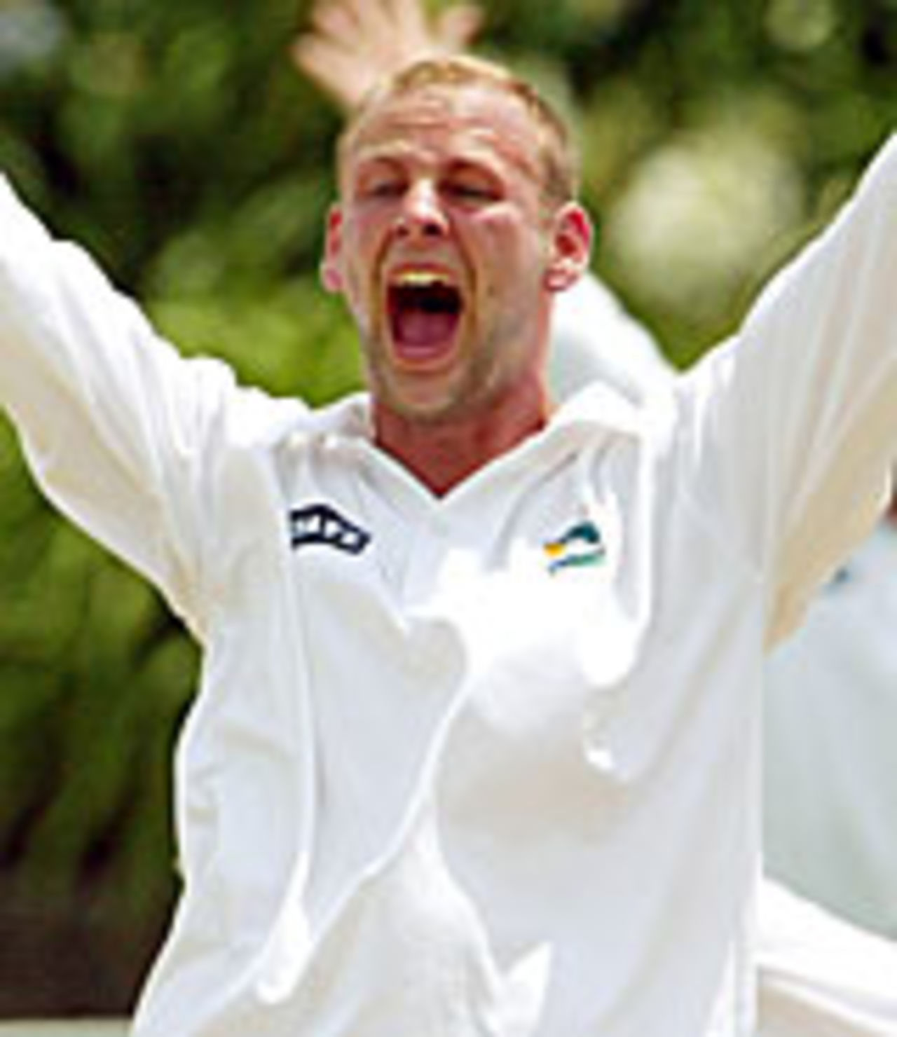 Ewen Thompson appeals for a wicket, Central Districts v Auckland, December 28, 2003 
