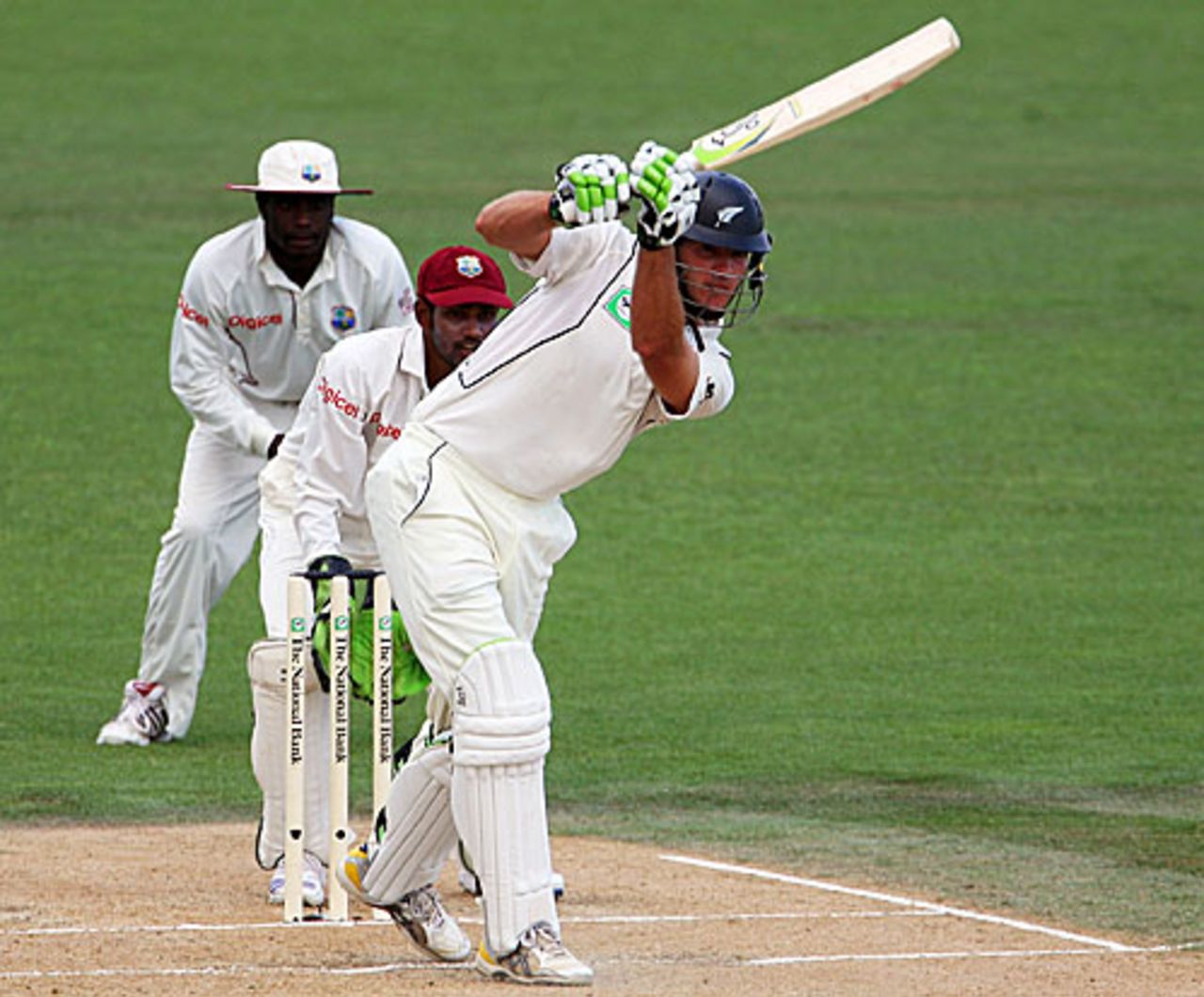 Tim McIntosh drives neatly down the track, New Zealand v West Indies, 2nd Test, Napier, 2nd day, December 20, 2008