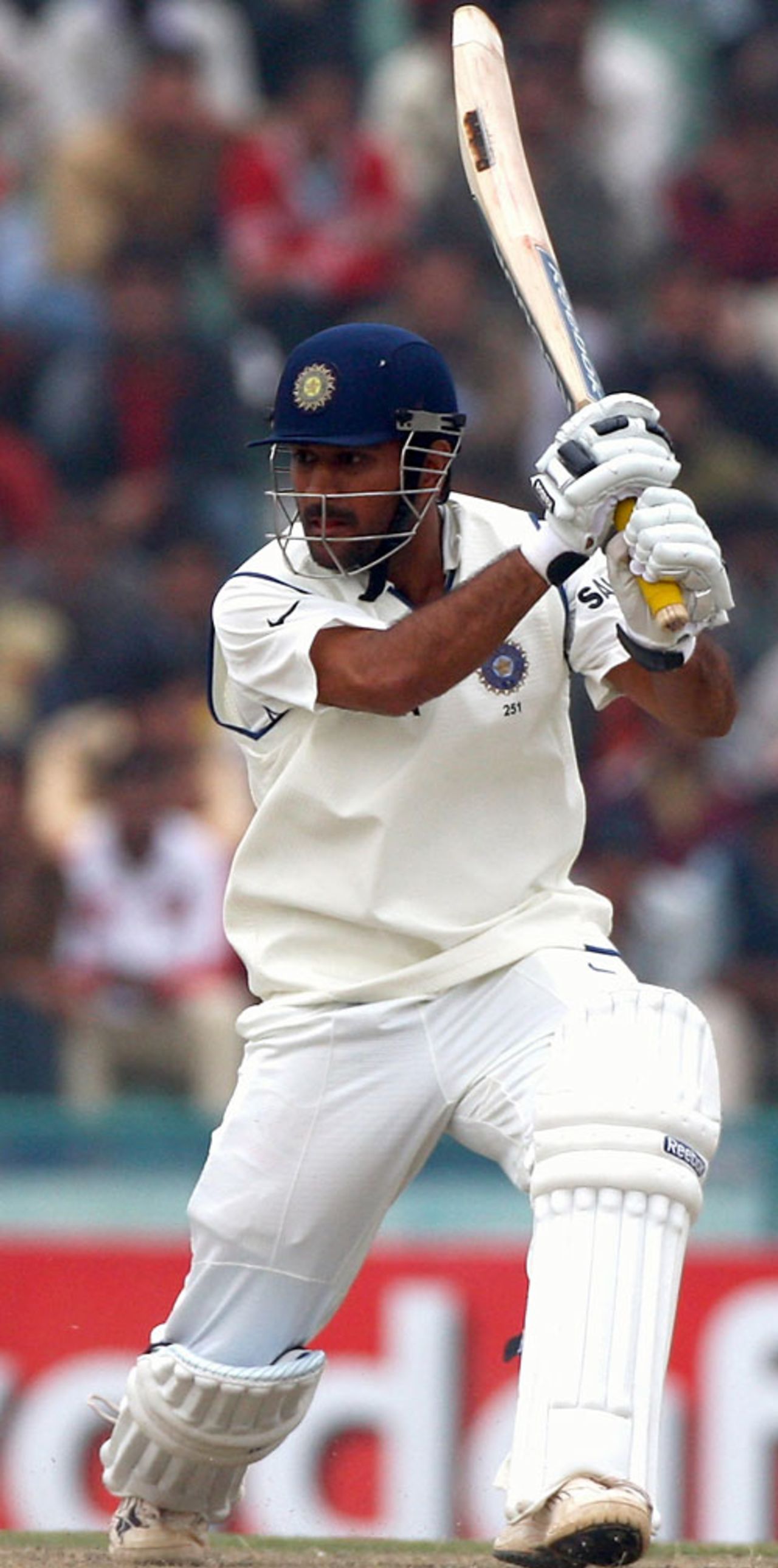 Mahendra Singh Dhoni drives on the front foot, India v England, 2nd Test, Mohali, 2nd day, December 20, 2008