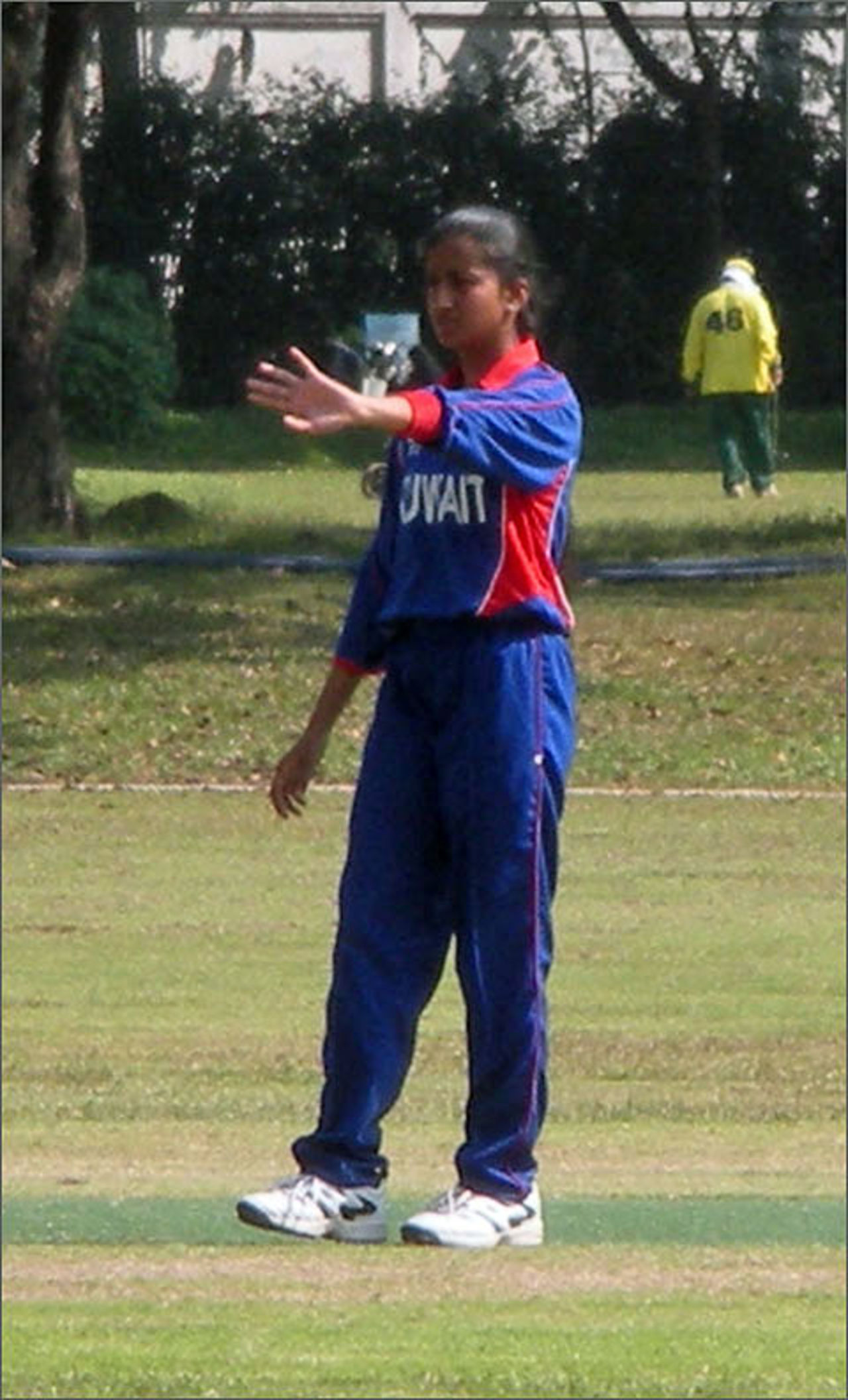 Kuwait captain Priyada Murali tweaks her field, Kuwait v Singapore, Prem Oval, ACC U-19 women's tournament, Thailand, December 18, 2008