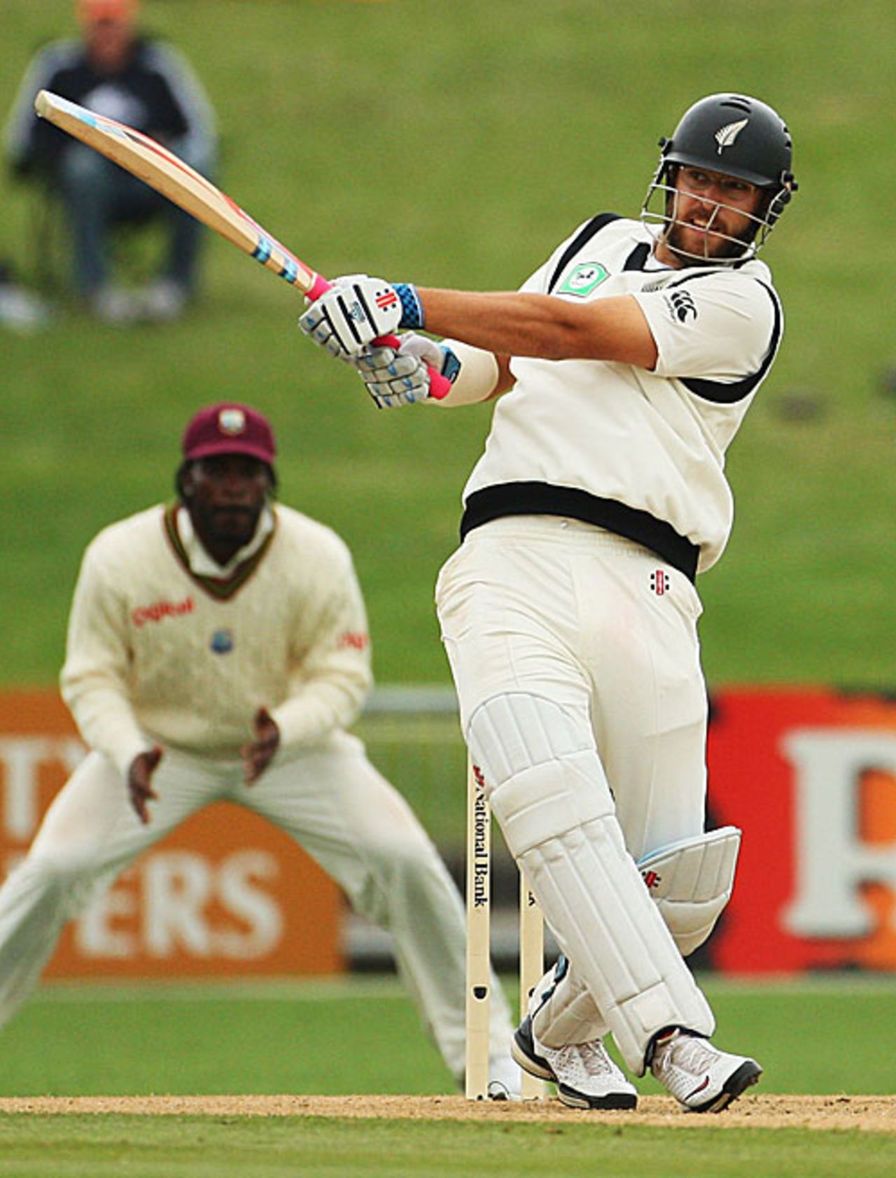 Daniel Vettori forces one over midwicket, New Zealand v West Indies, 2nd Test, Napier, 3rd day, December 21, 2008
