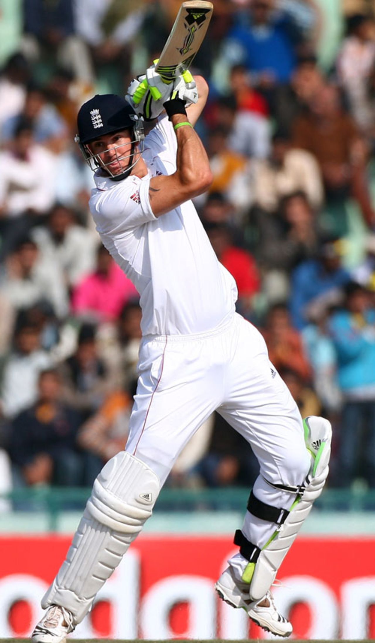 Kevin Pietersen plays a shot through the off side, India v England, 2nd Test, Mohali, 3rd day, December 21, 2008