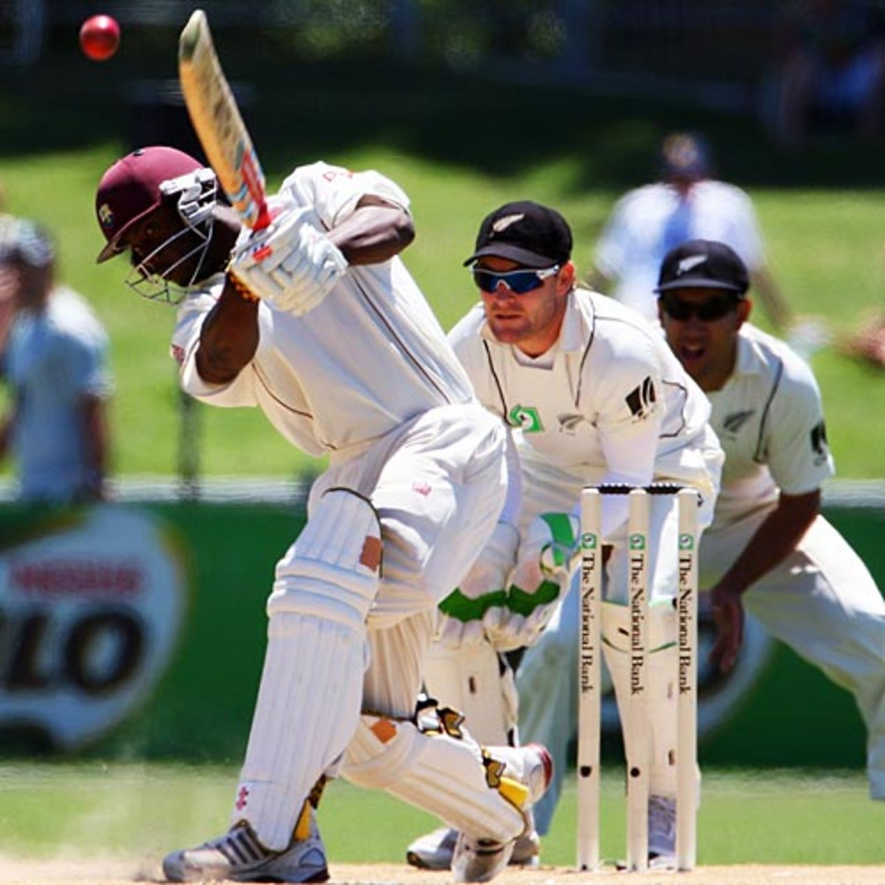 Xavier Marshall plays a lofted shot, New Zealand v West Indies, 2nd Test, Napier, 4th day, December 22, 2008