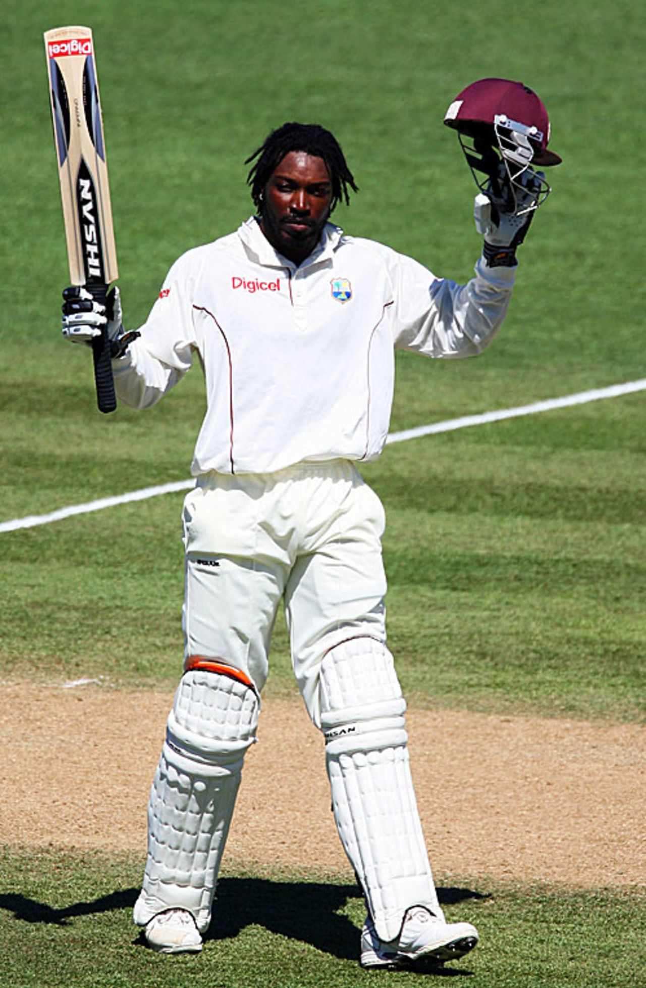 Chris Gayle reaches his eighth Test century, New Zealand v West Indies, 2nd Test, Napier, 4th day, December 22, 2008