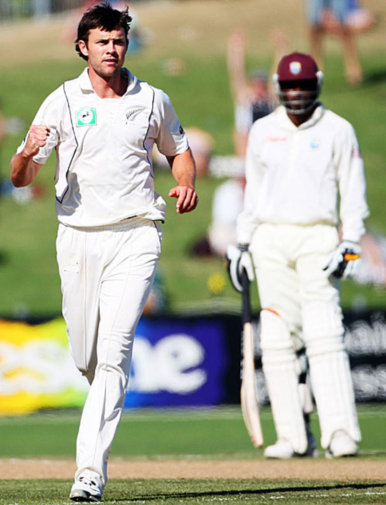 James Franklin is relieved after getting rid of Brendan Nash, New Zealand v West Indies, 2nd Test, Napier, 4th day, December 22, 2008