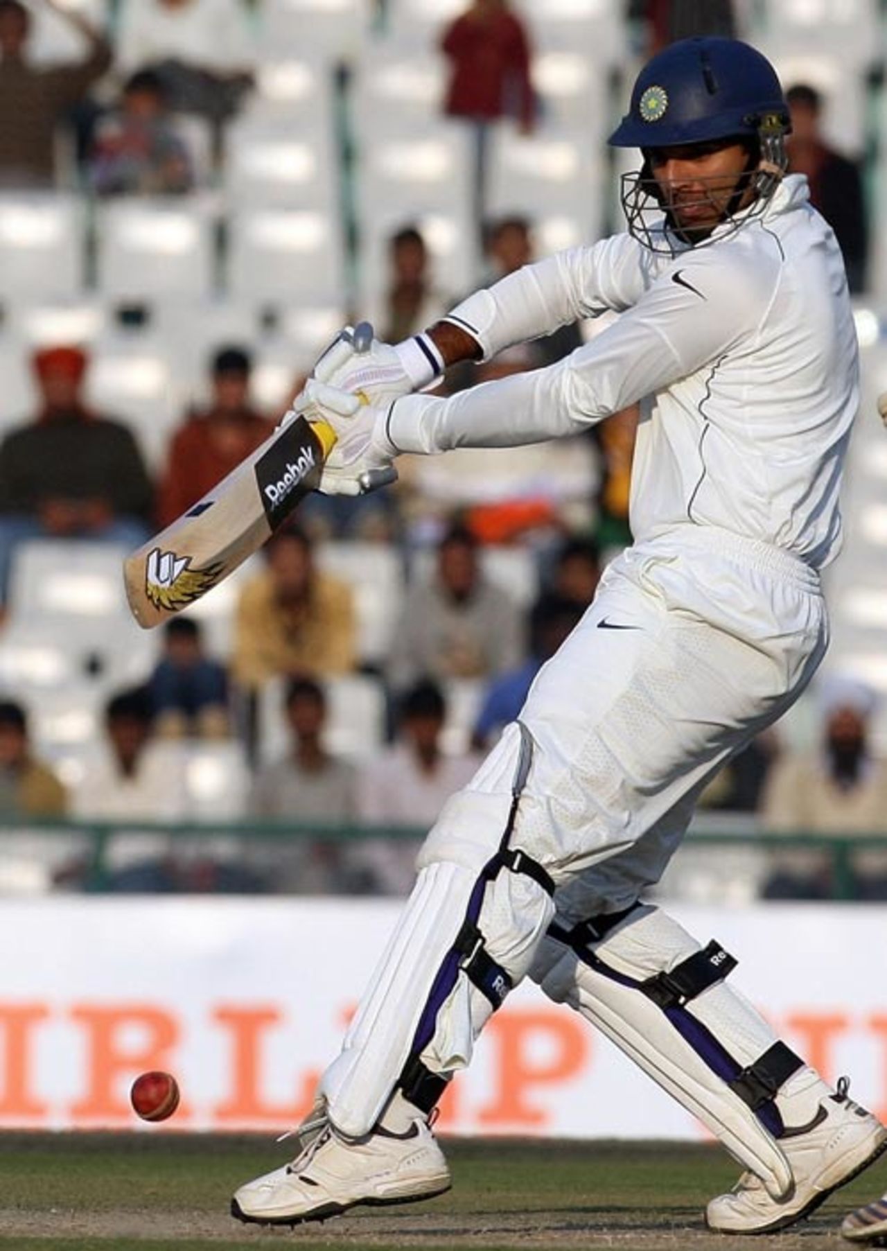 Yuvraj Singh plays the ball to the off side, India v England, 2nd Test, Mohali, 4th day, December 22, 2008