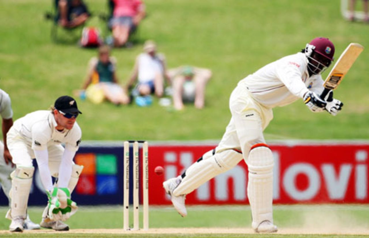 Chris Gayle on his way 197 in Napier, New Zealand v West Indies, 2nd Test, December 23, 2008
