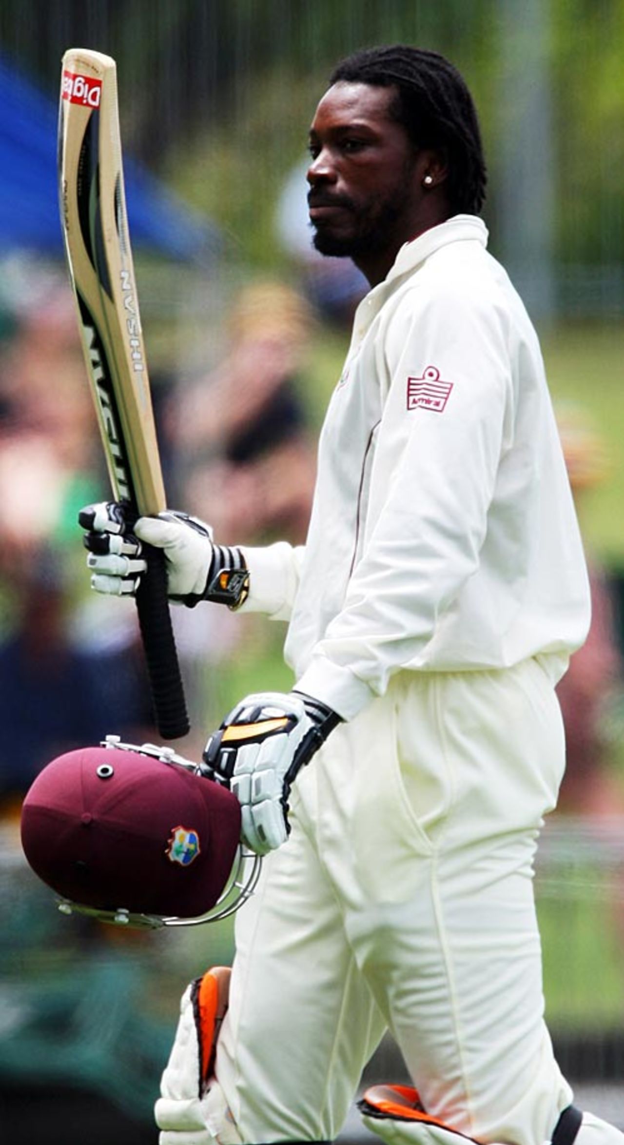 Chris Gayle acknowledges the crowd as he returns to the pavilion, New Zealand v West Indies, 2nd Test, Napier, 5th day, December 23, 2008