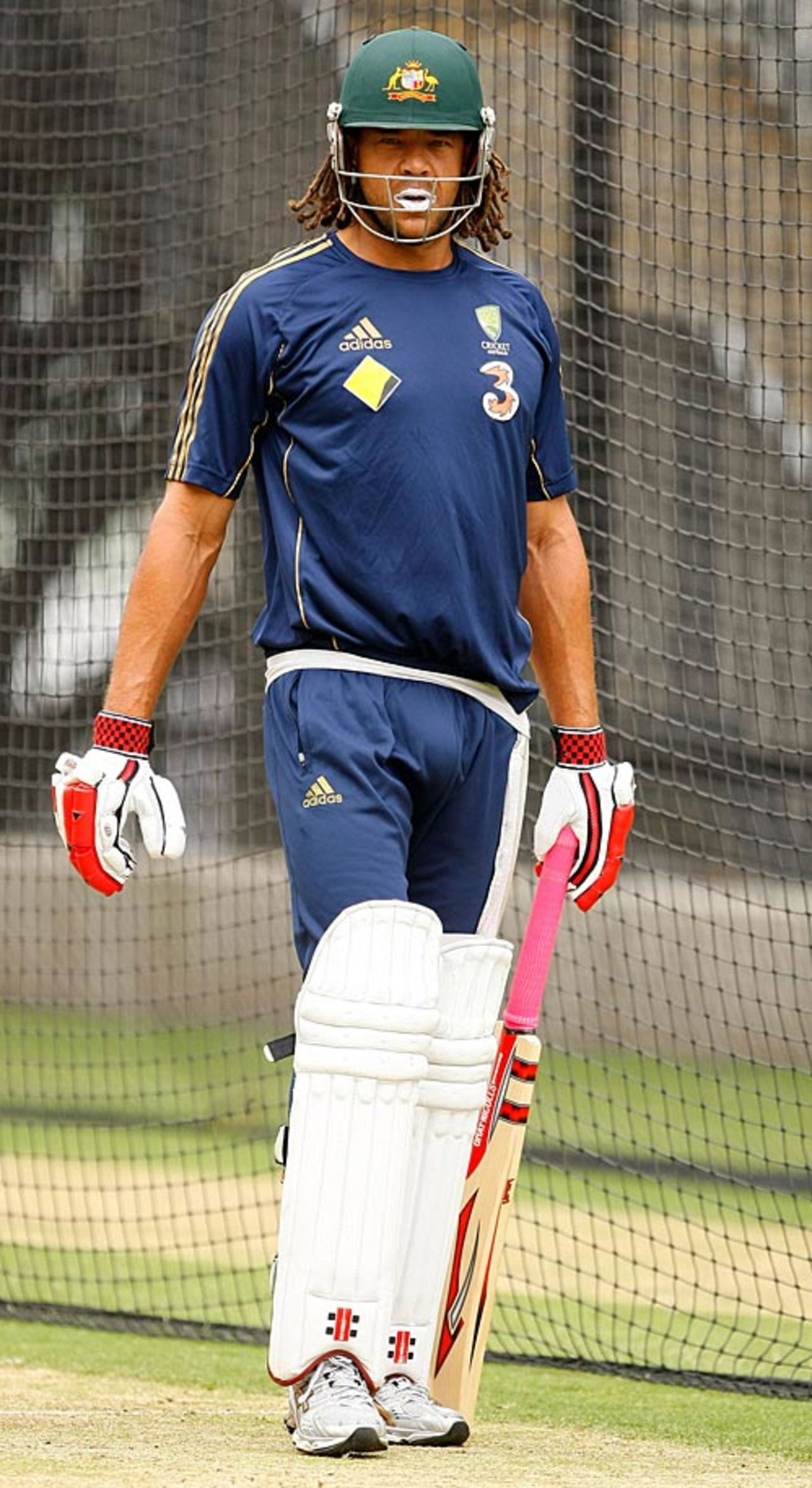 Andrew Symonds gears up for a bat at the nets, Melbourne, December 23, 2008