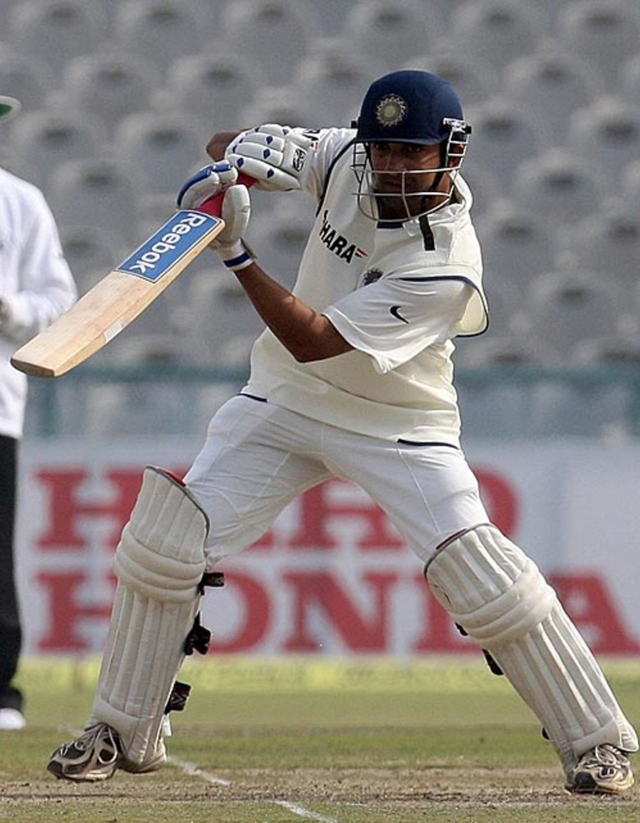 Gautam Gambhir plays the cover drive, India v England, 2nd Test, Mohali, 5th day, December 23, 2008