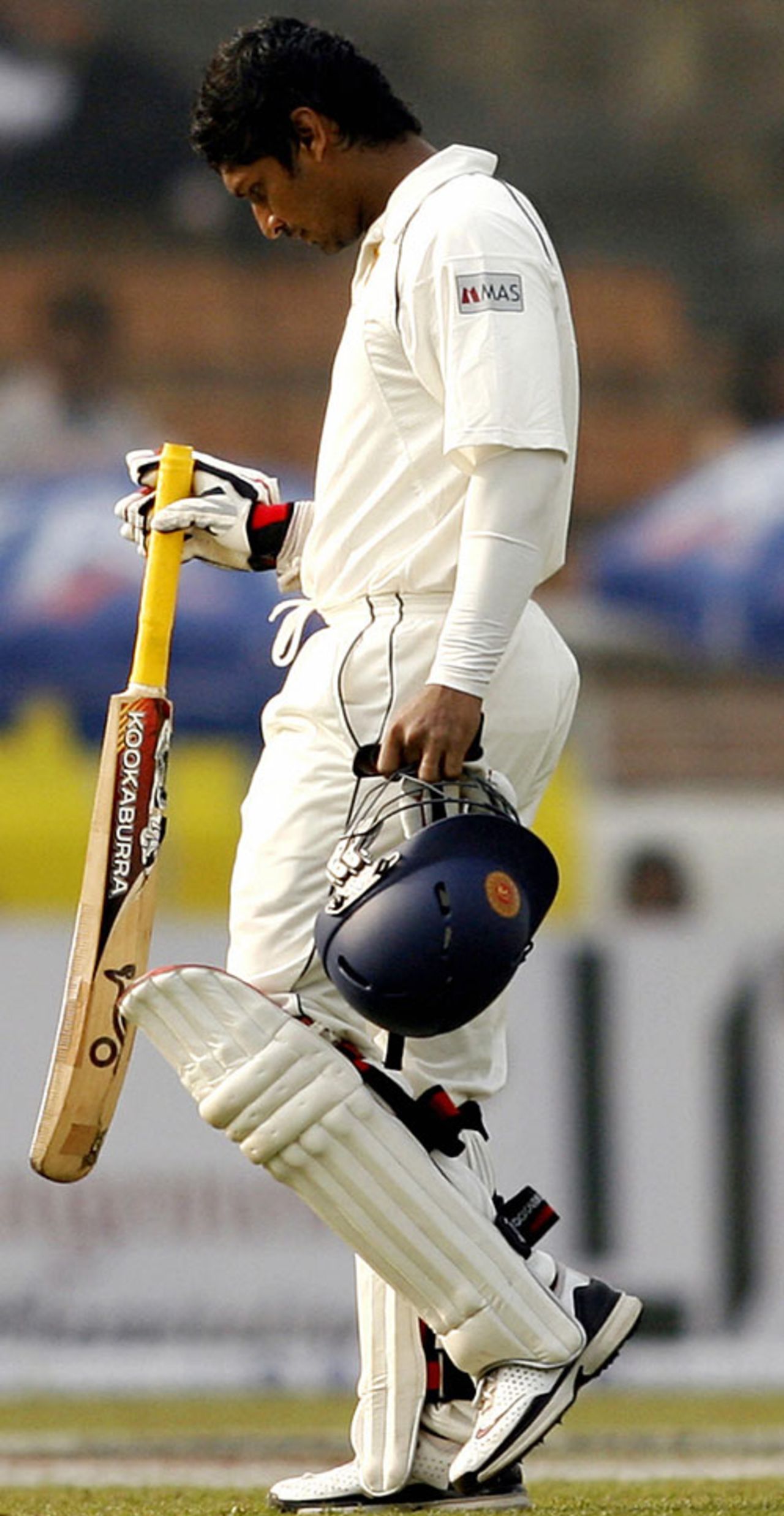Kumar Sangakkara walks back after falling for 43, Bangladesh v Sri Lanka, 1st Test, Mirpur, 1st day, December 26, 2008