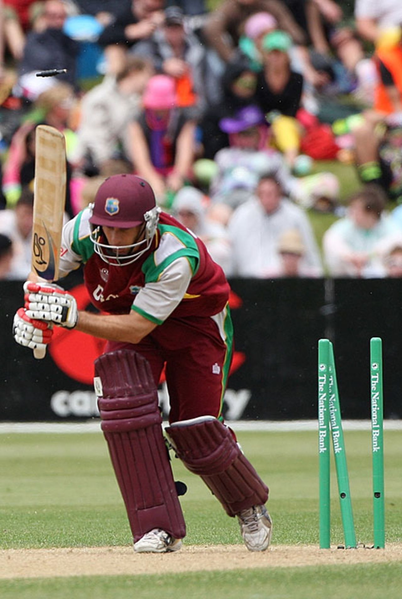 Brendan Nash is bowled for 12, New Zealand v West Indies, 1st ODI, Queenstown, December 31, 2008