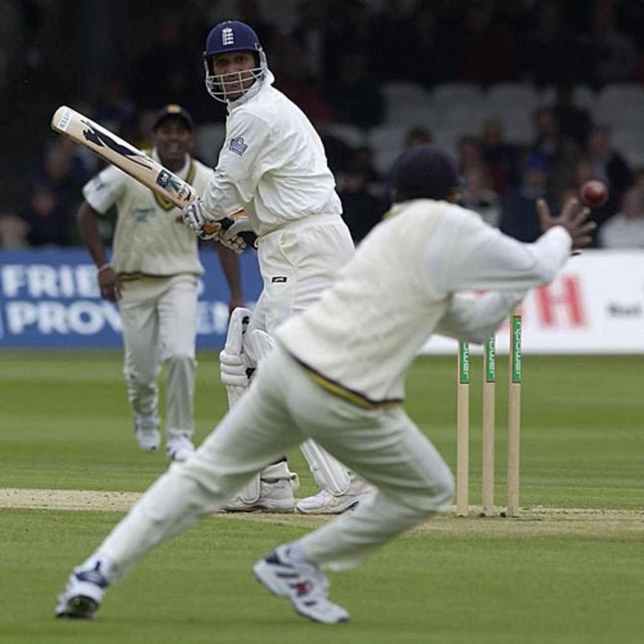 Mahela Jayawardene latches on to a catch from Mark Butcher, England v Sri Lanka, 1st Test, Lord's, 3rd day, May 18, 2002