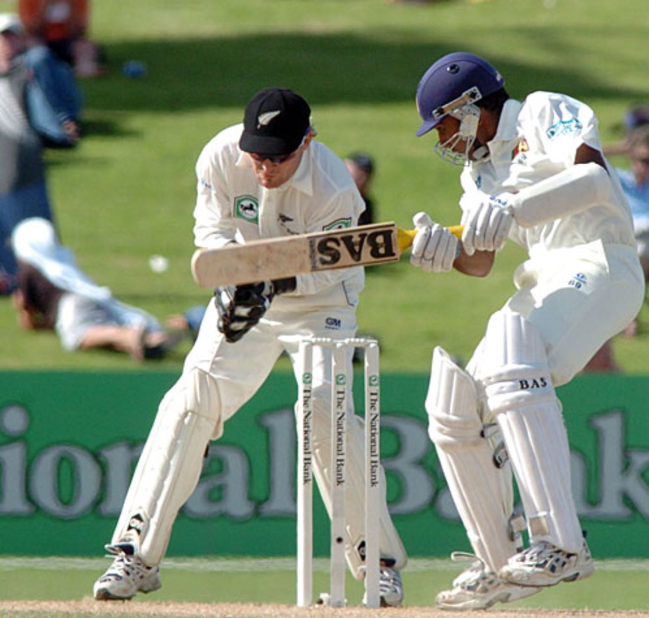 Mahela Jayawardene tries to cut, New Zealand v Sri Lanka, 1st Test, Napier, April 6, 2005