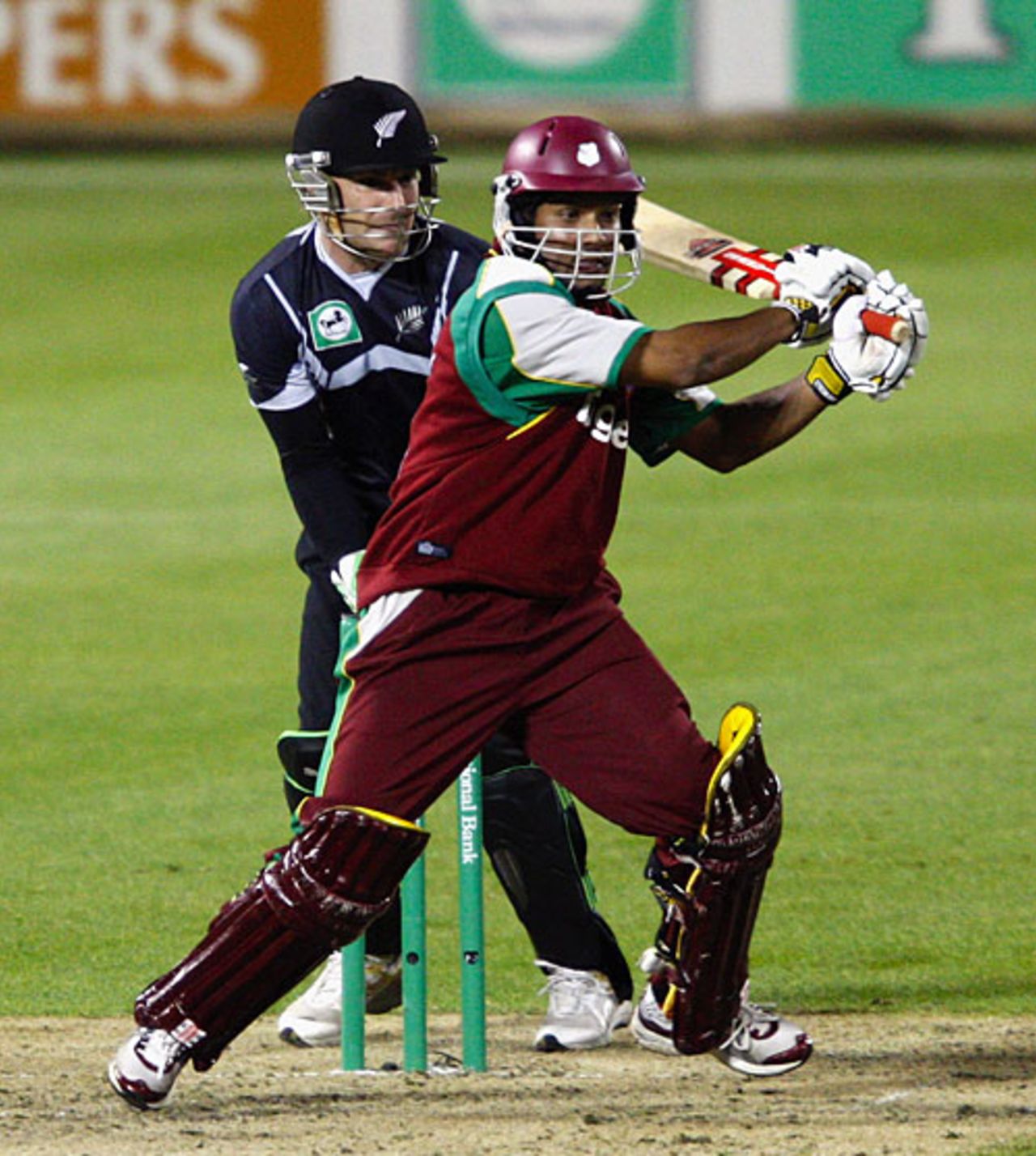 Ramnaresh Sarwan pulls on his way to a match-winning 67, New Zealand v West Indies, 2nd ODI, Christchurch, January 3, 2009
